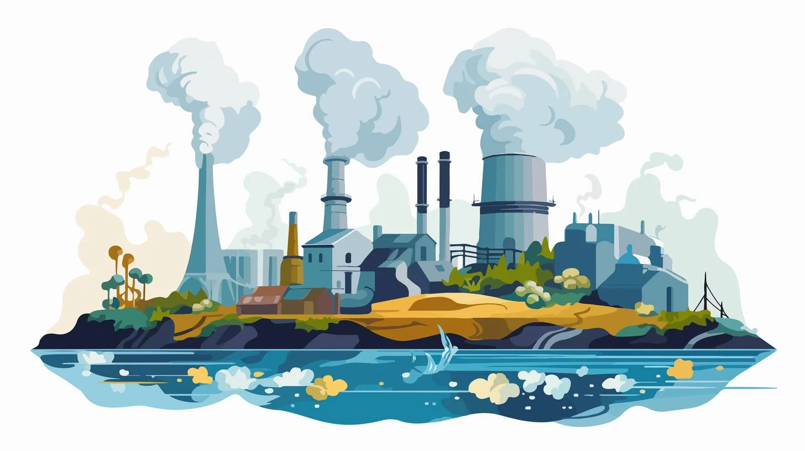 Industrial Wastewater Emission Vector Illustration — free download from Dotvec