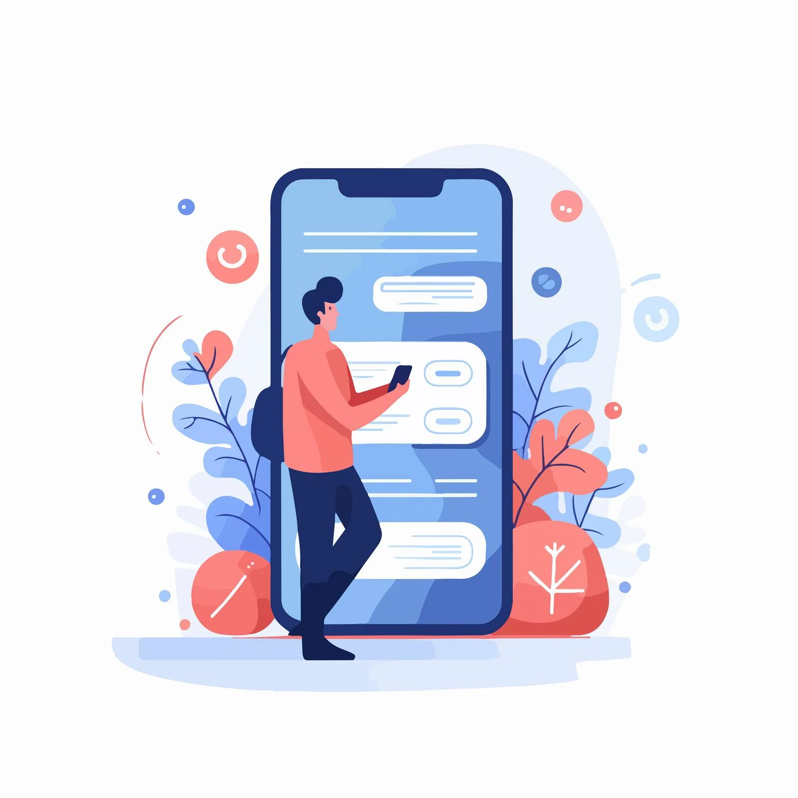 Engrossed in phone, browsing social media feeds — free download from Dotvec