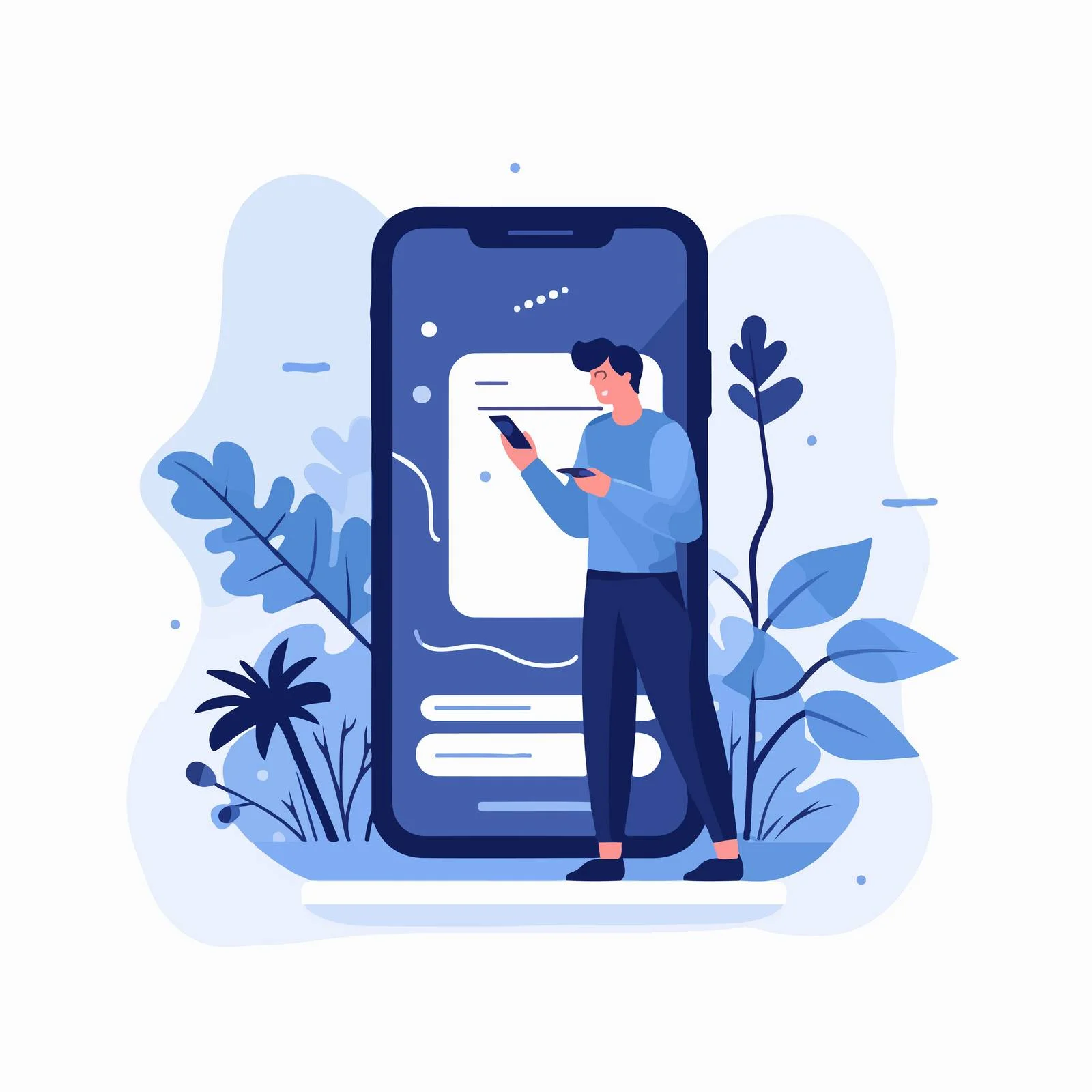 Engrossed in mobile social media stories — free download from Dotvec