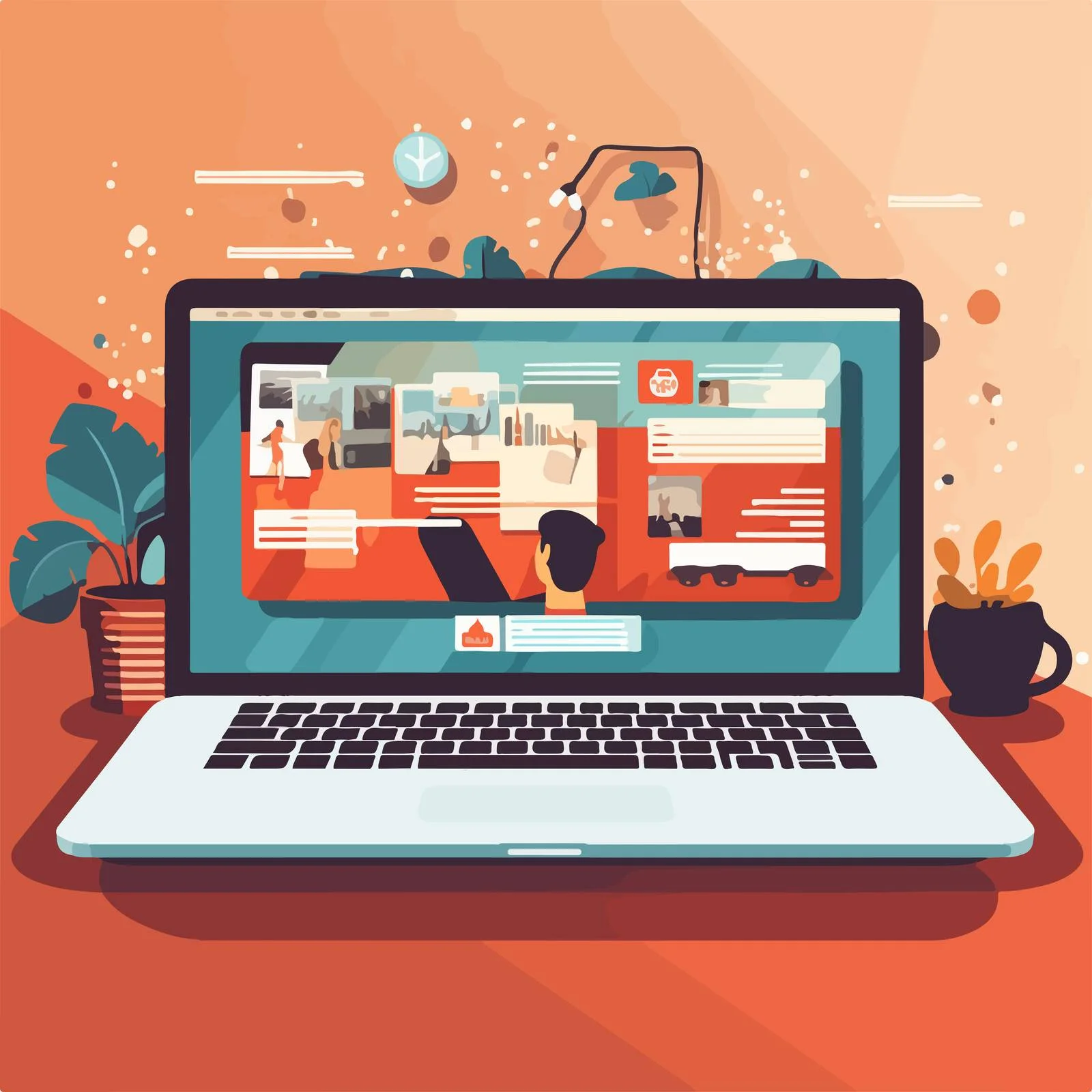 Online video watching on laptop keyboard view — free download from Dotvec