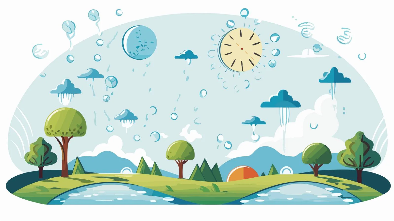 Water Cycle Diagram Illustration — free download from Dotvec
