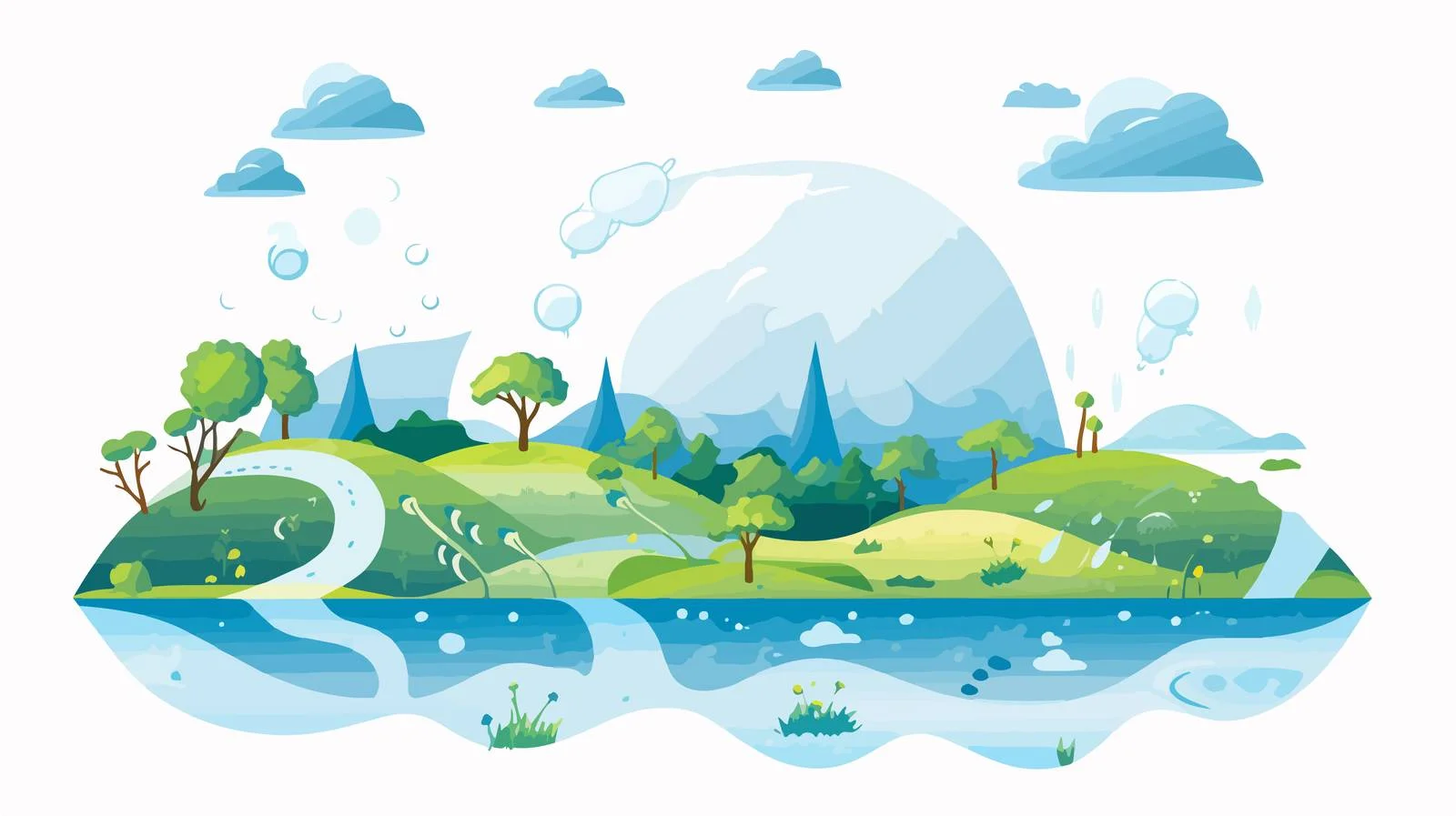 Water Cycle Diagram Visualization — free download from Dotvec