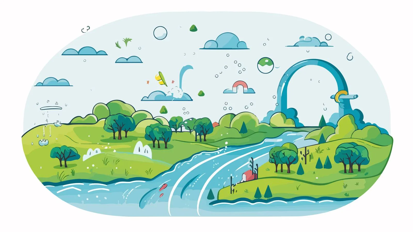 Water Cycle Diagram Overview — free download from Dotvec