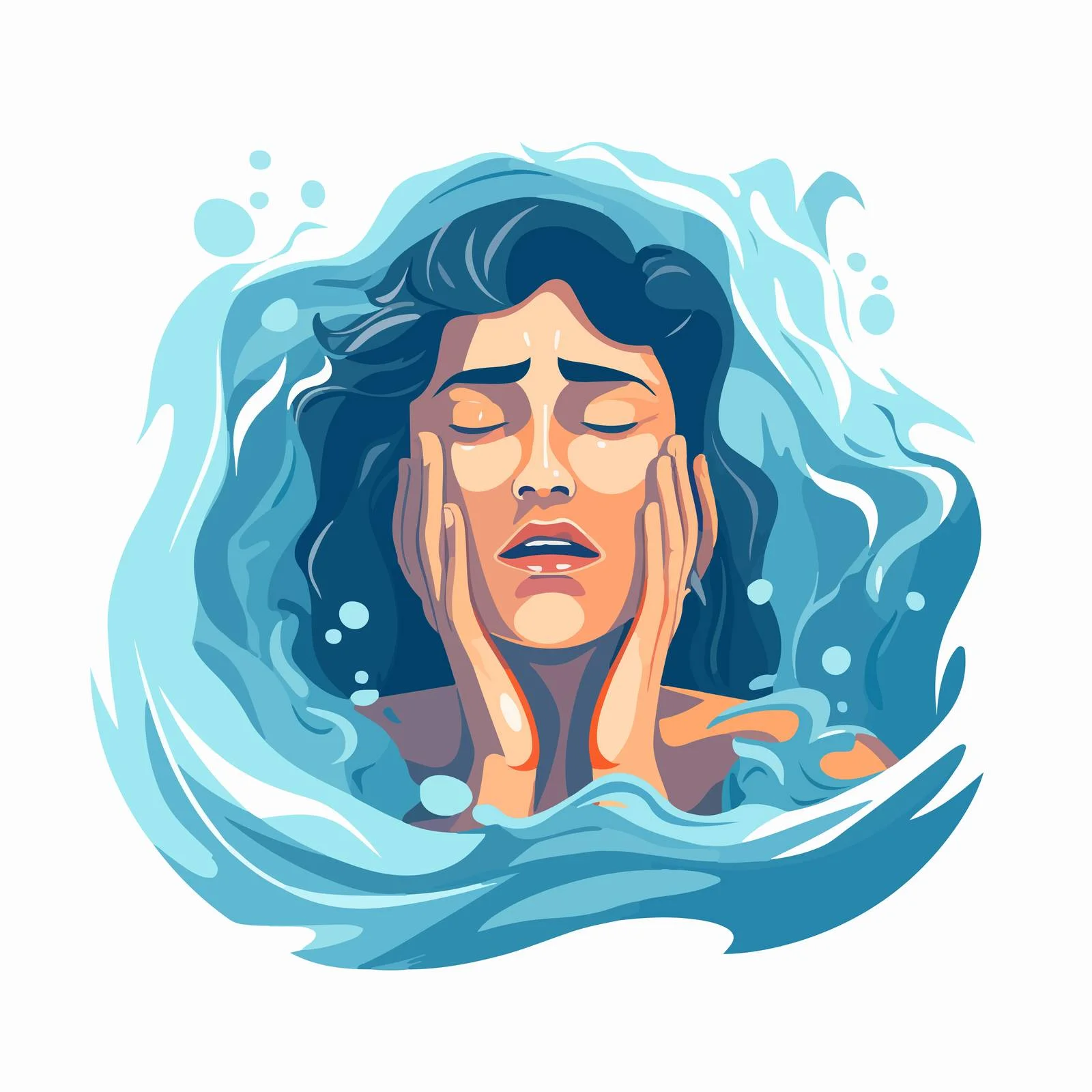 Overcoming Water Anxiety: Stressed Individual — free download from Dotvec