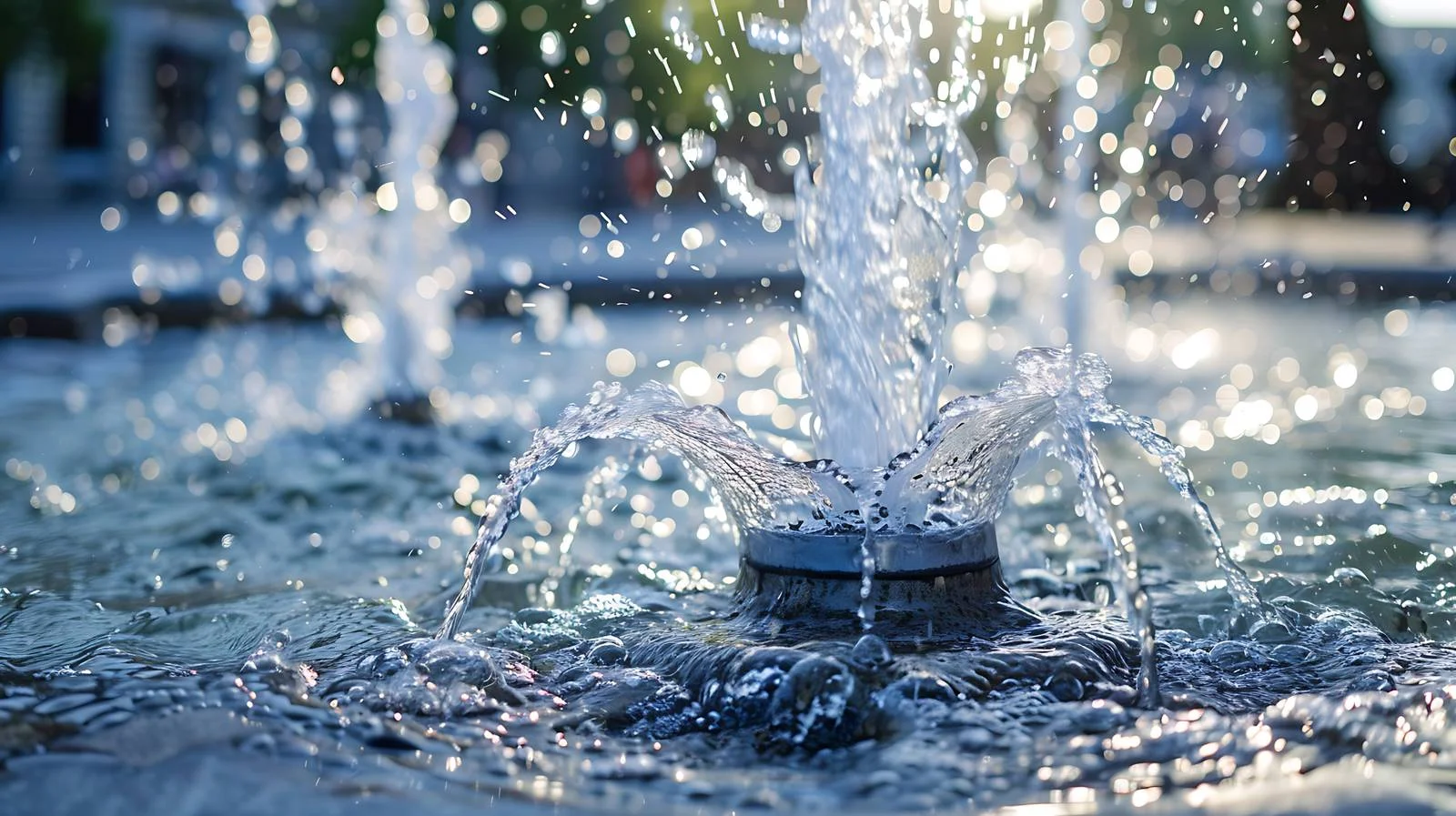 City Fountain Close-Up With Water Splashes — free download from Dotvec