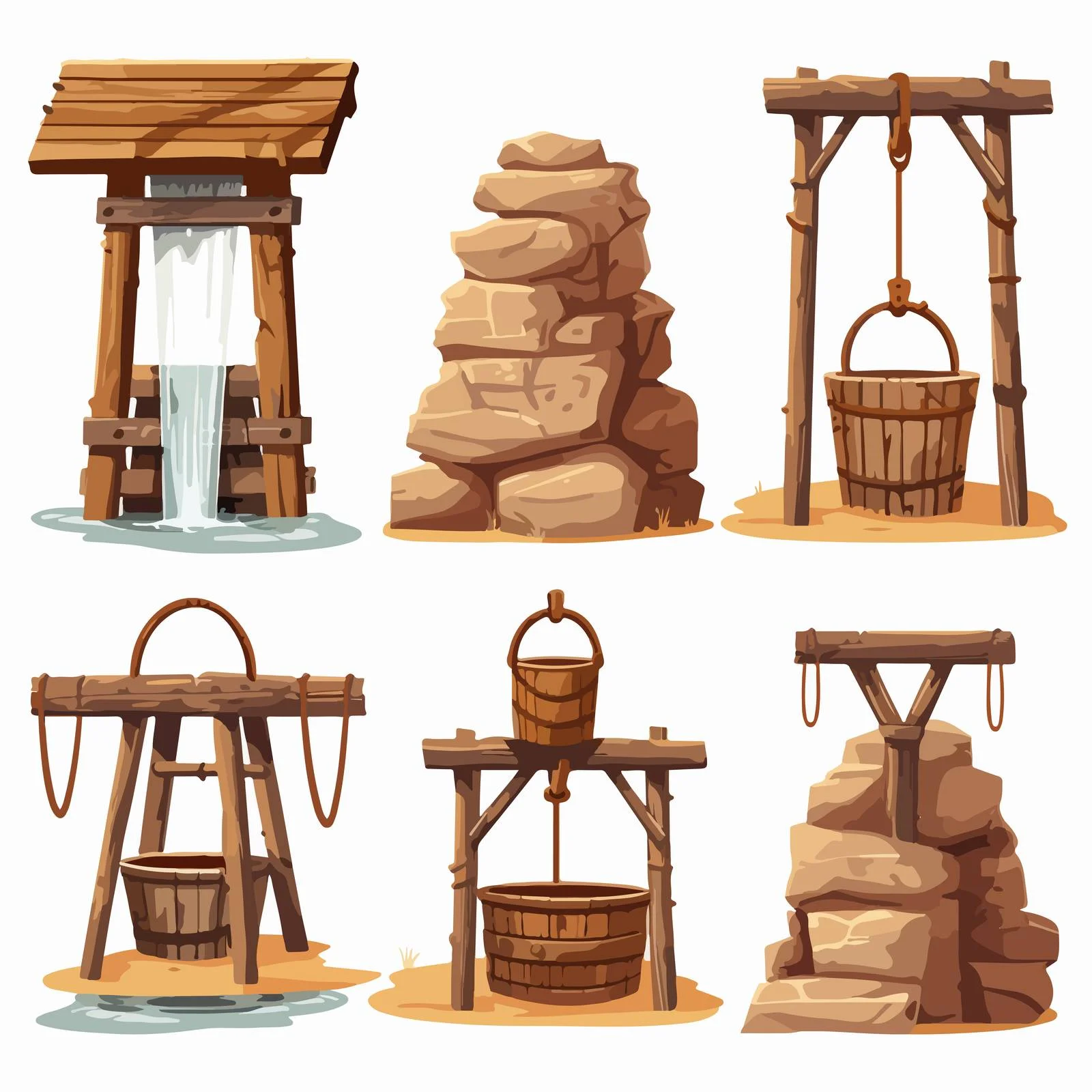 Antique Water Wells and Bucket Arrangement – free wells image from Dotvec