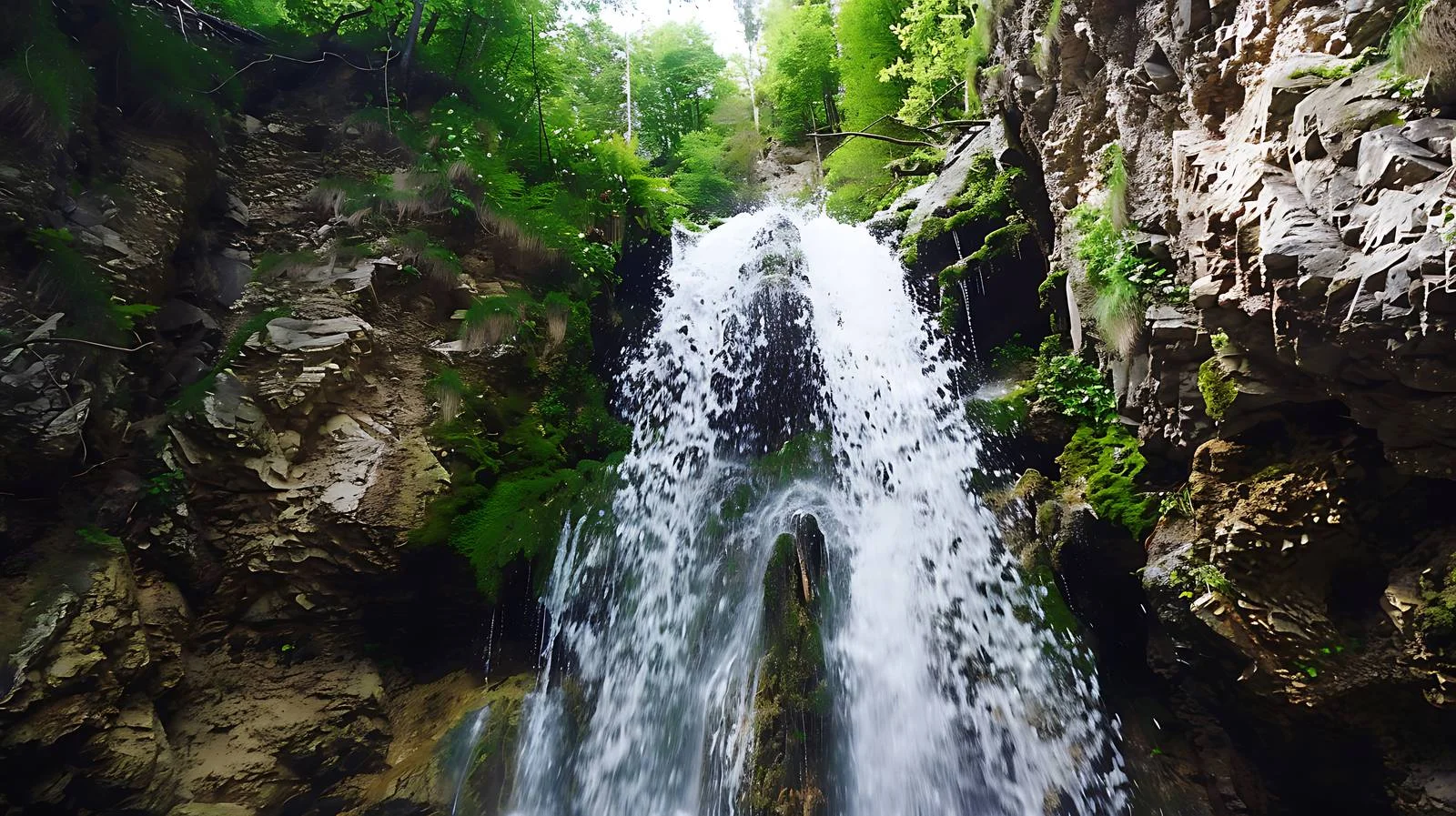 Serene Waterfall in Mountain Landscape — free download from Dotvec