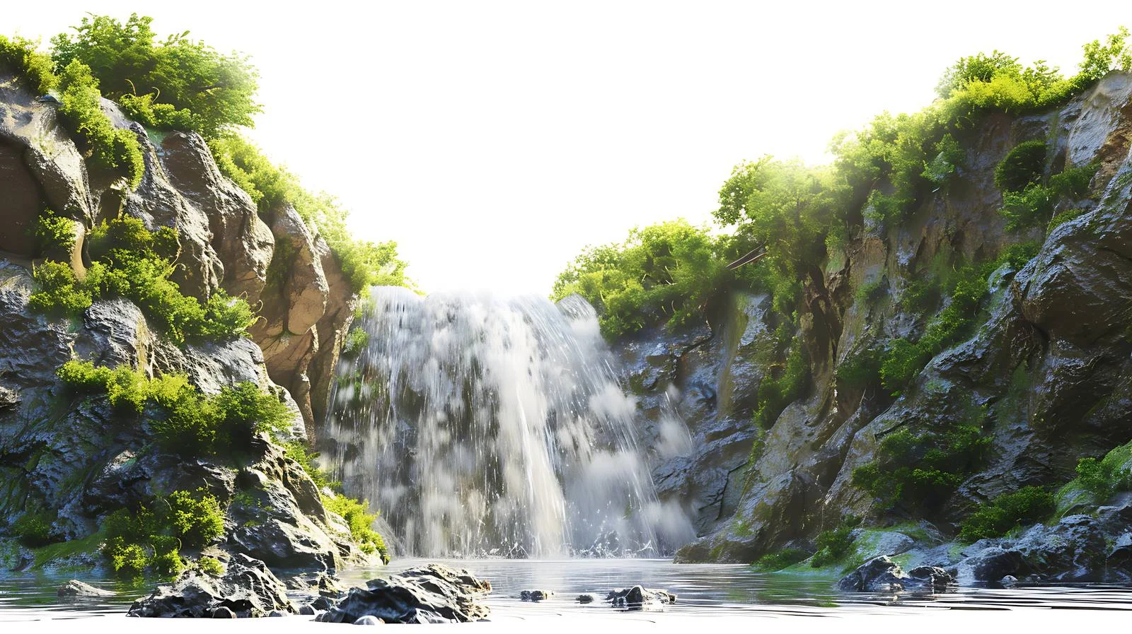 Majestic Waterfall Cascades Down High Valley — free download from Dotvec