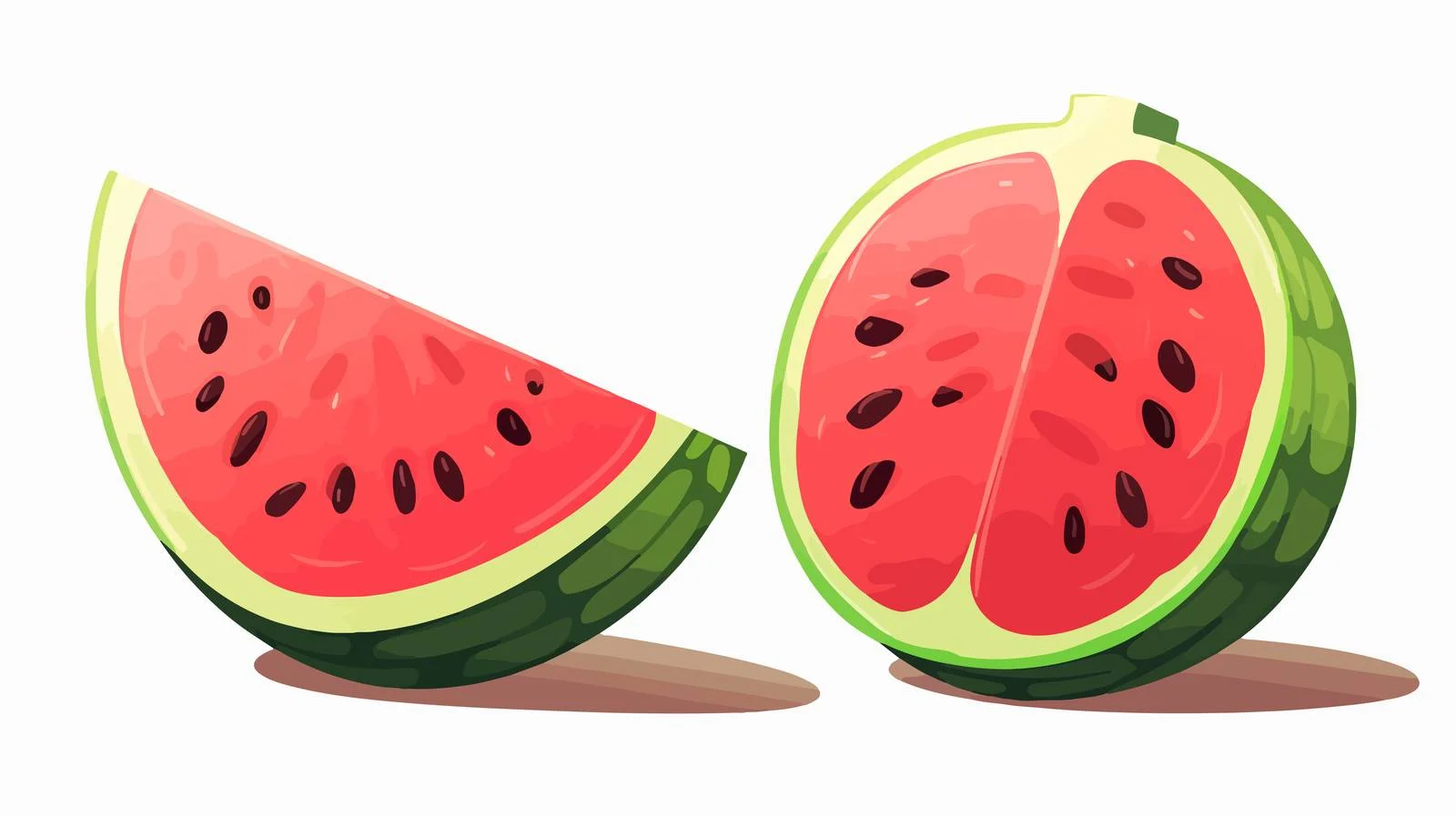 Red Flesh Watermelon Halved Vector Illustration — free download from Dotvec
