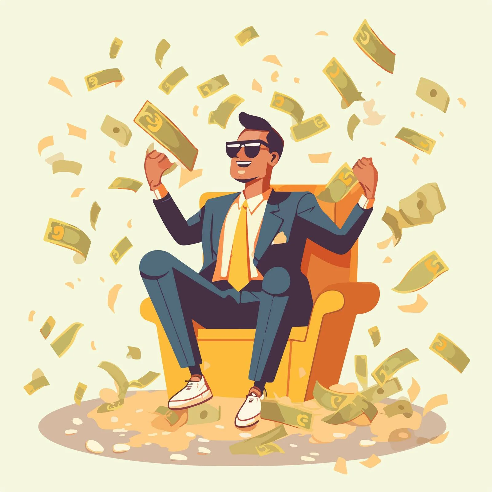 Joyful wealthy individual indulging in spending — free download from Dotvec