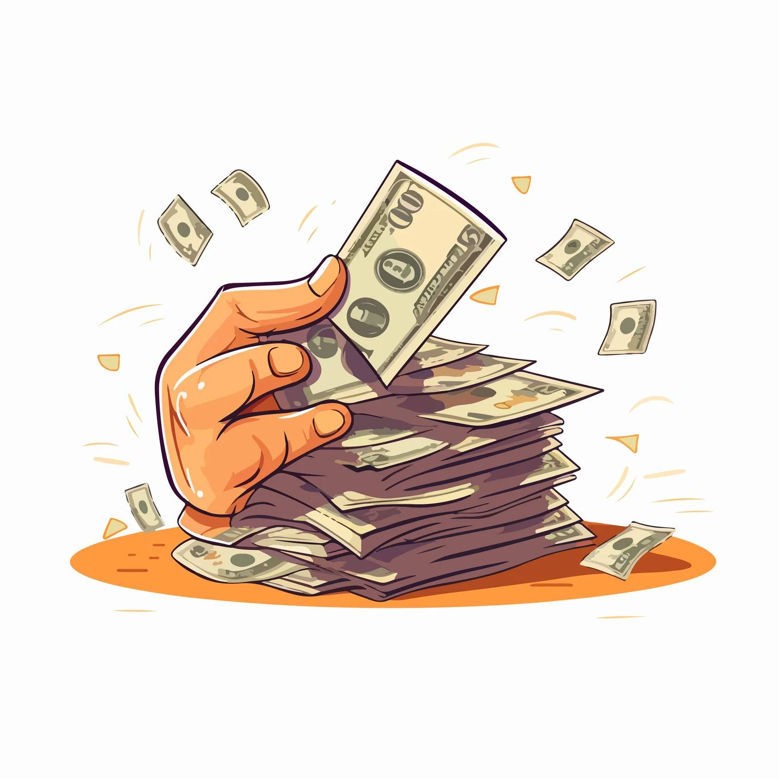 Prosperous Hand Holding Stacked Cash Pile — free download from Dotvec