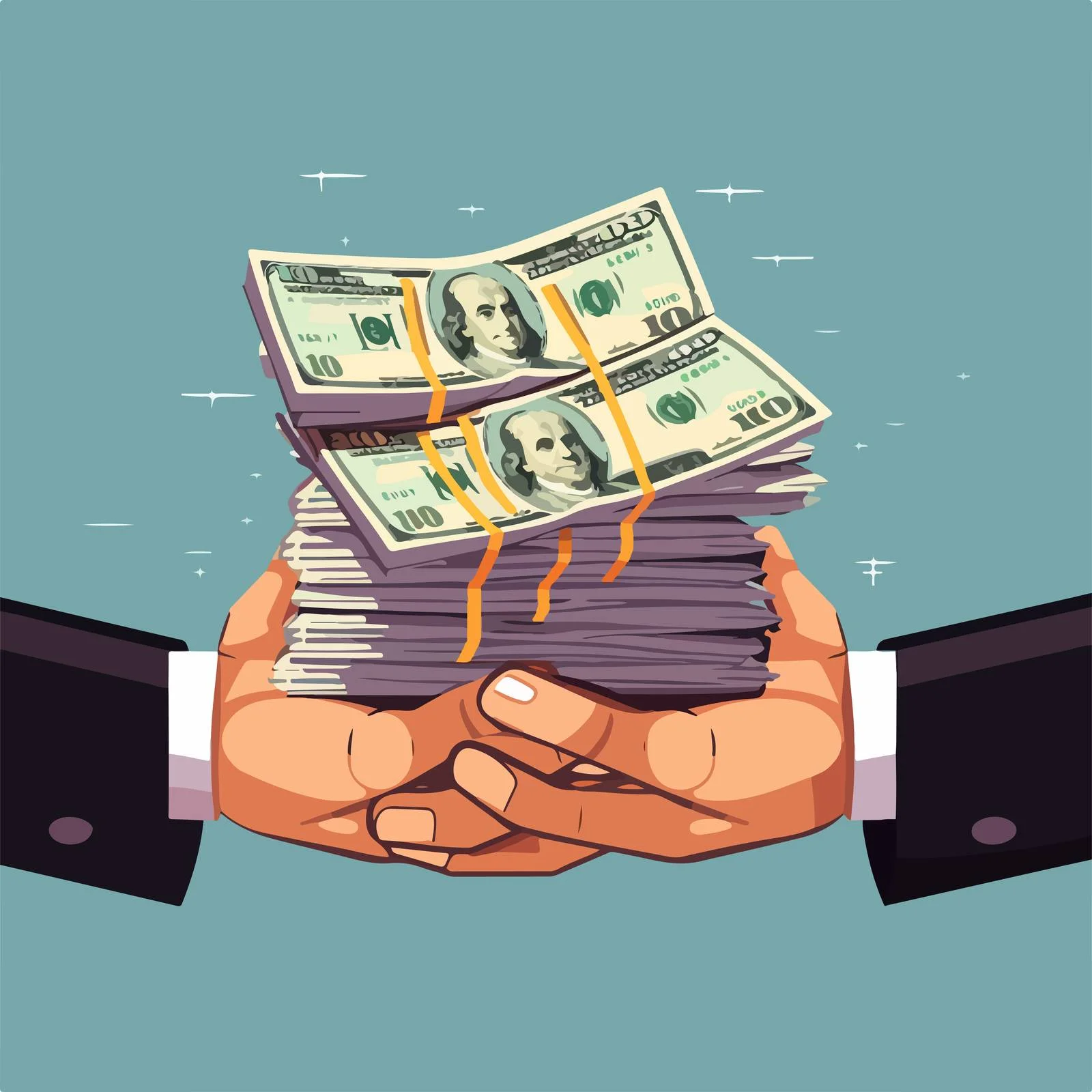 Prosperous Person Holding Piled Money Wealth. a8cfa2f7-daca-4861-935f-c2d728feb1b6 — free download from Dotvec