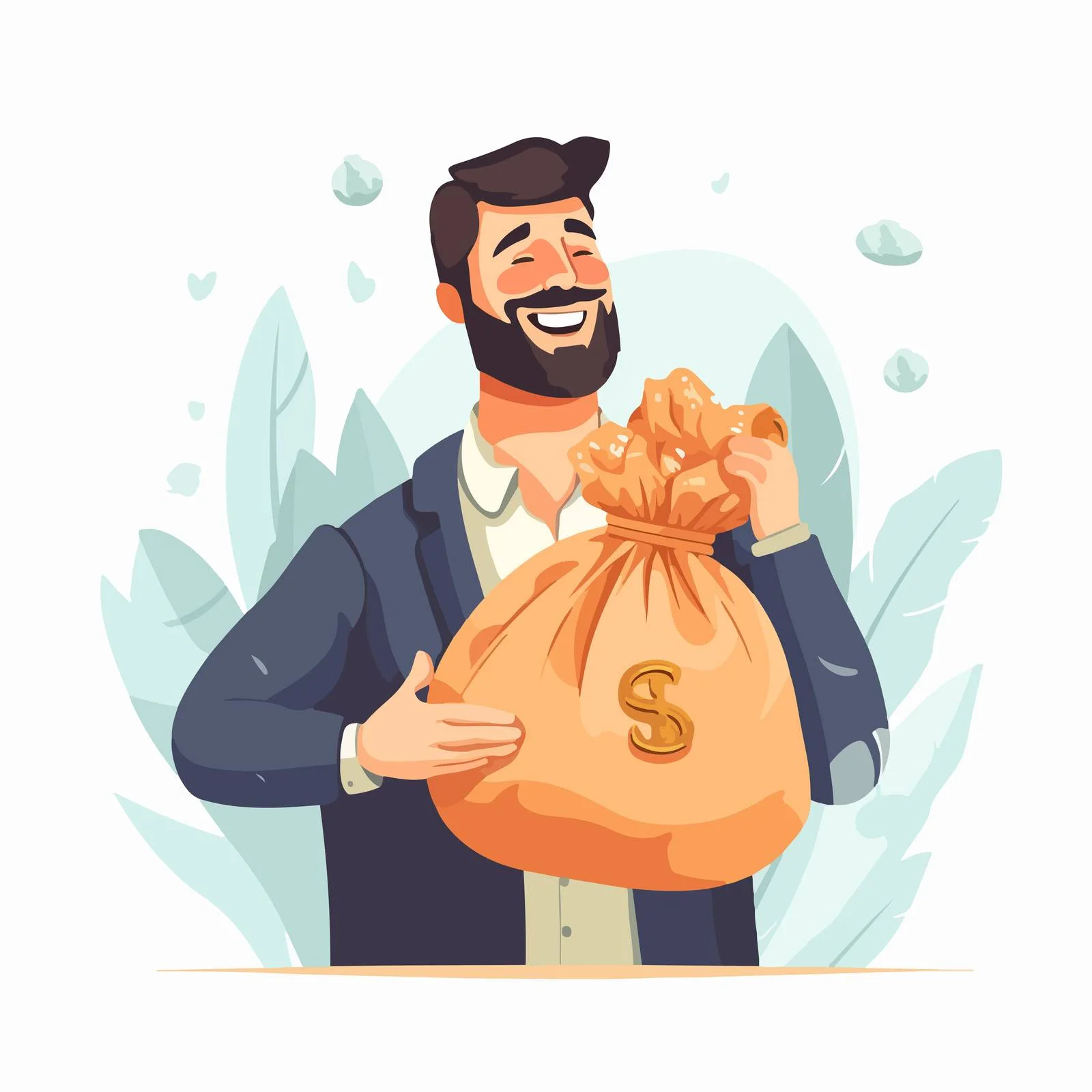 Successful man with money bag and cash — free download from Dotvec