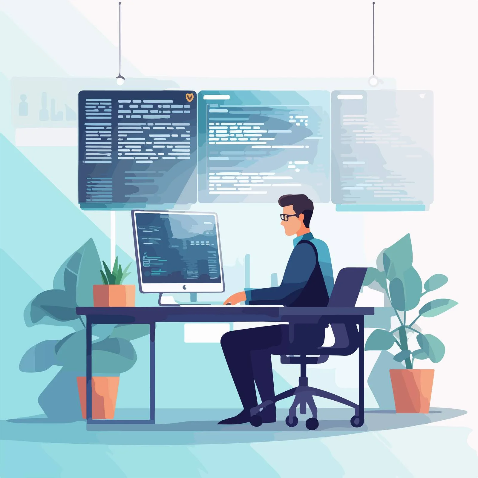 Professional Web Banner with Programmer Coding — free download from Dotvec