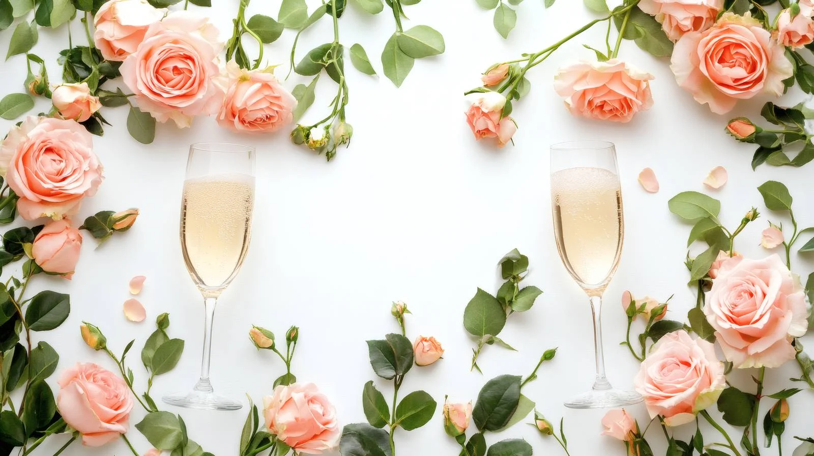 Elegant Wedding Roses and Champagne Glasses — free download from Dotvec