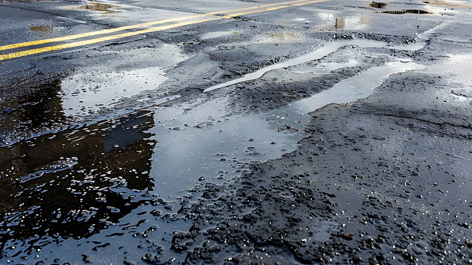 Oil Spill Contaminated Wet Asphalt Parking — free download from Dotvec
