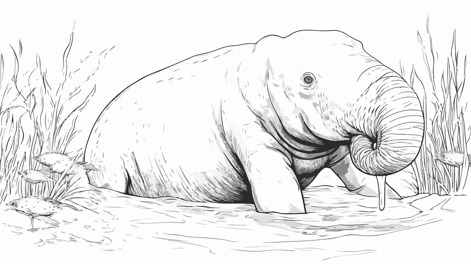 Whale Sketch Underwater World Vector Illustration — free download from Dotvec