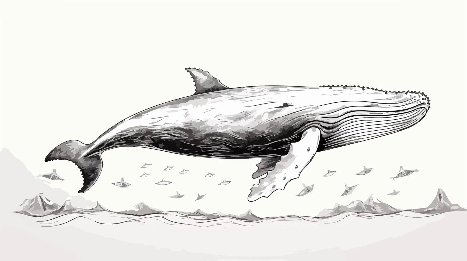Whale Sketch Underwater World Illustration — free download from Dotvec