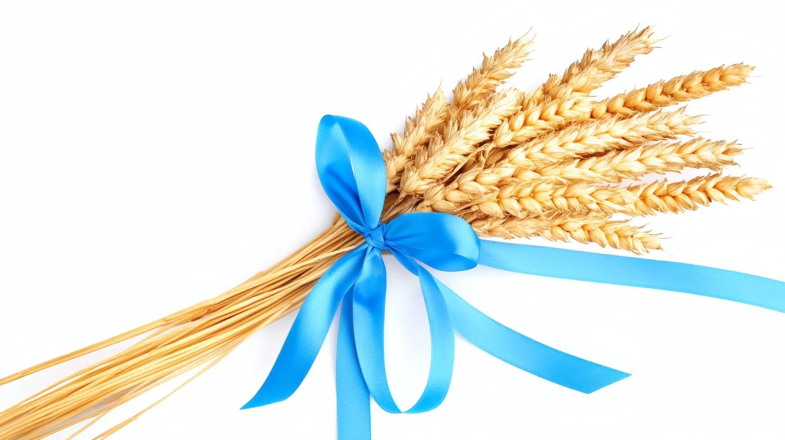 Shavuot Celebration: Wheat Bouquet with Blue Ribbon — free download from Dotvec
