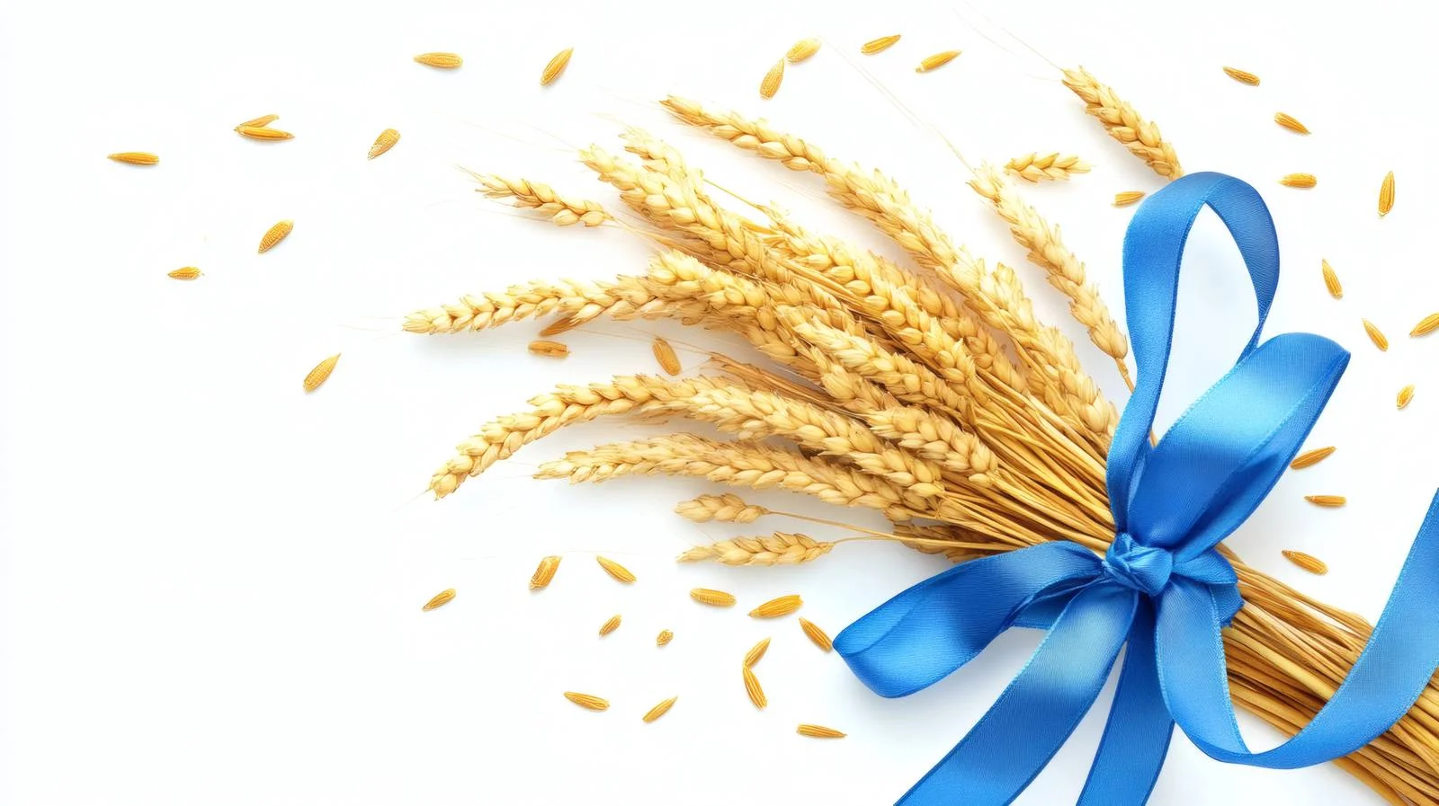 Bouquet of Wheat Crops with Blue Ribbon Celebrating Shavuot — free download from Dotvec