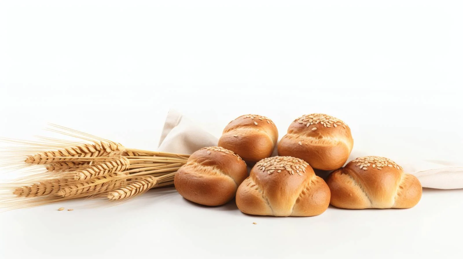 Rustic Bread and Wheat Ears on White Wood — free download from Dotvec