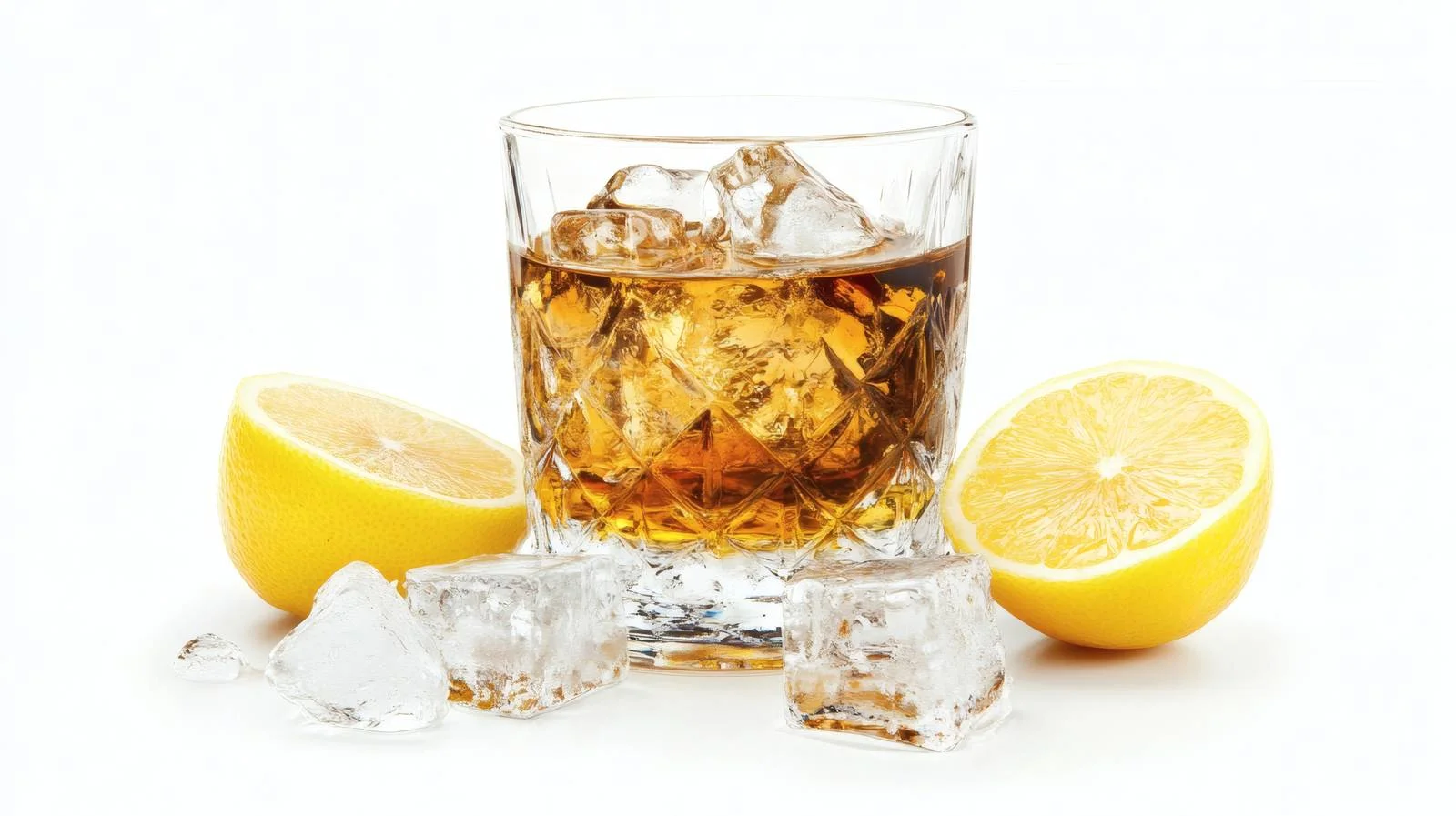 Premium Whiskey on Rocks with Lemon — free download from Dotvec