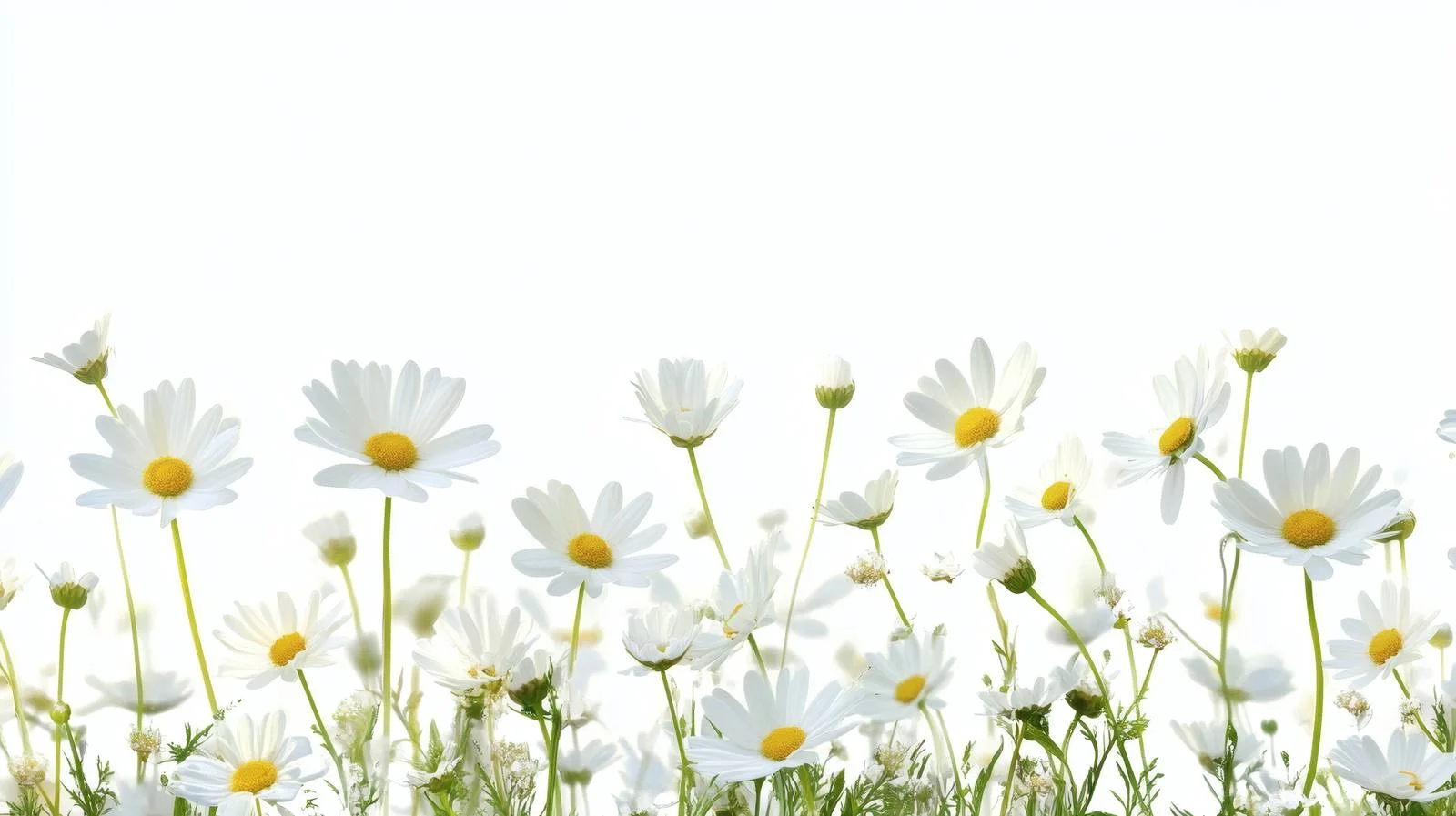 Beautiful White Daisy Blossoms on White — free download from Dotvec