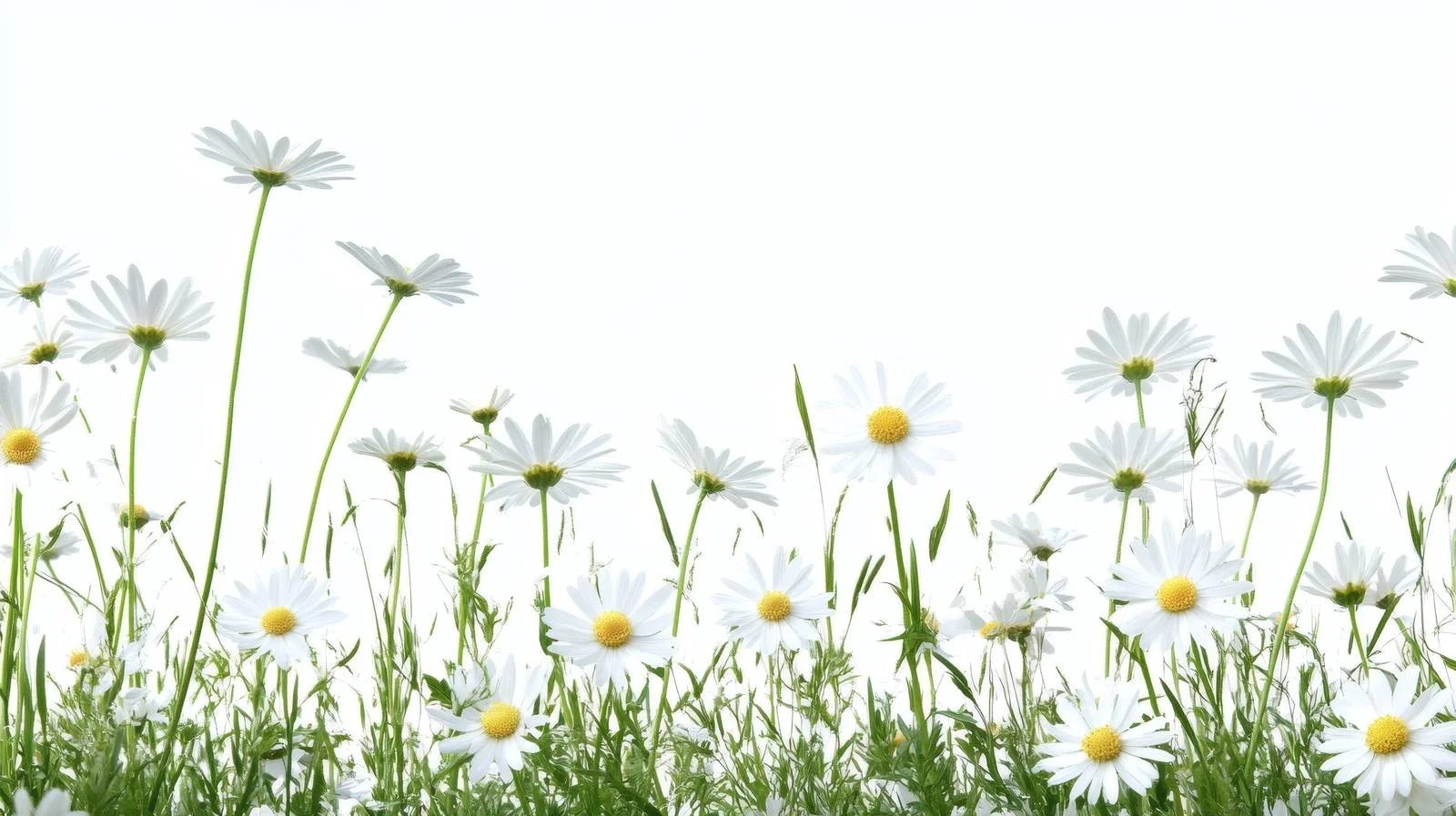 White Daisy Blossoms on Bright White — free download from Dotvec