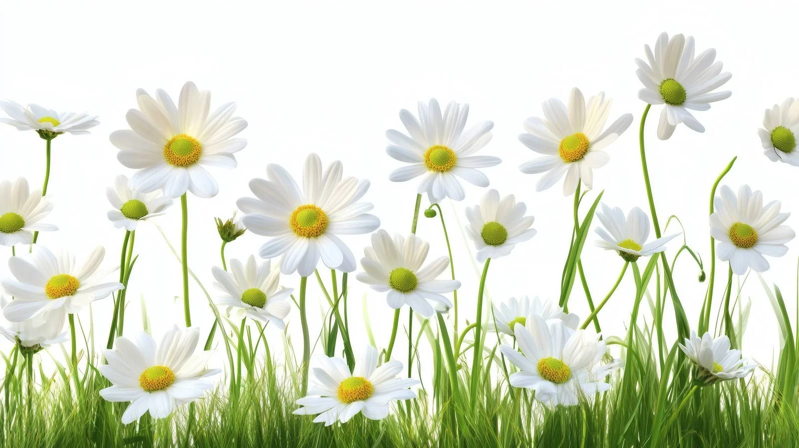 White Daisy Meadow on White Background — free download from Dotvec