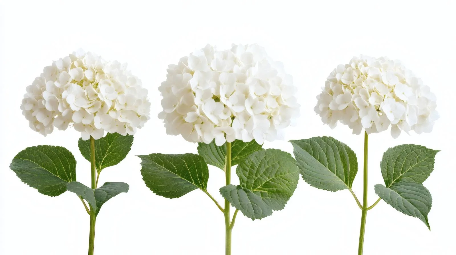 Elegant White Hydrangea Blossoms on White — free download from Dotvec