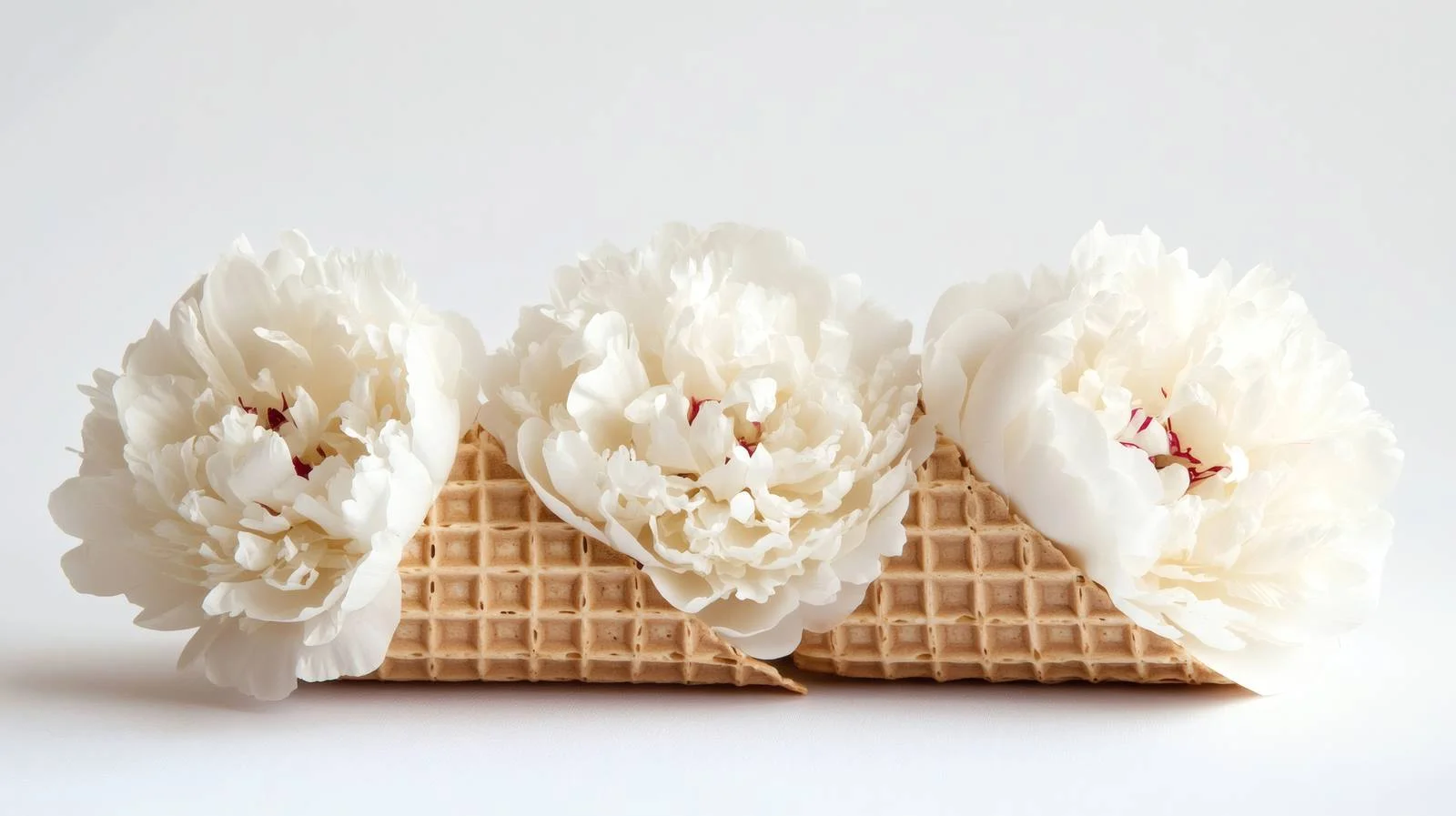 Elegant White Peony Flowers in Waffle Cone — free download from Dotvec