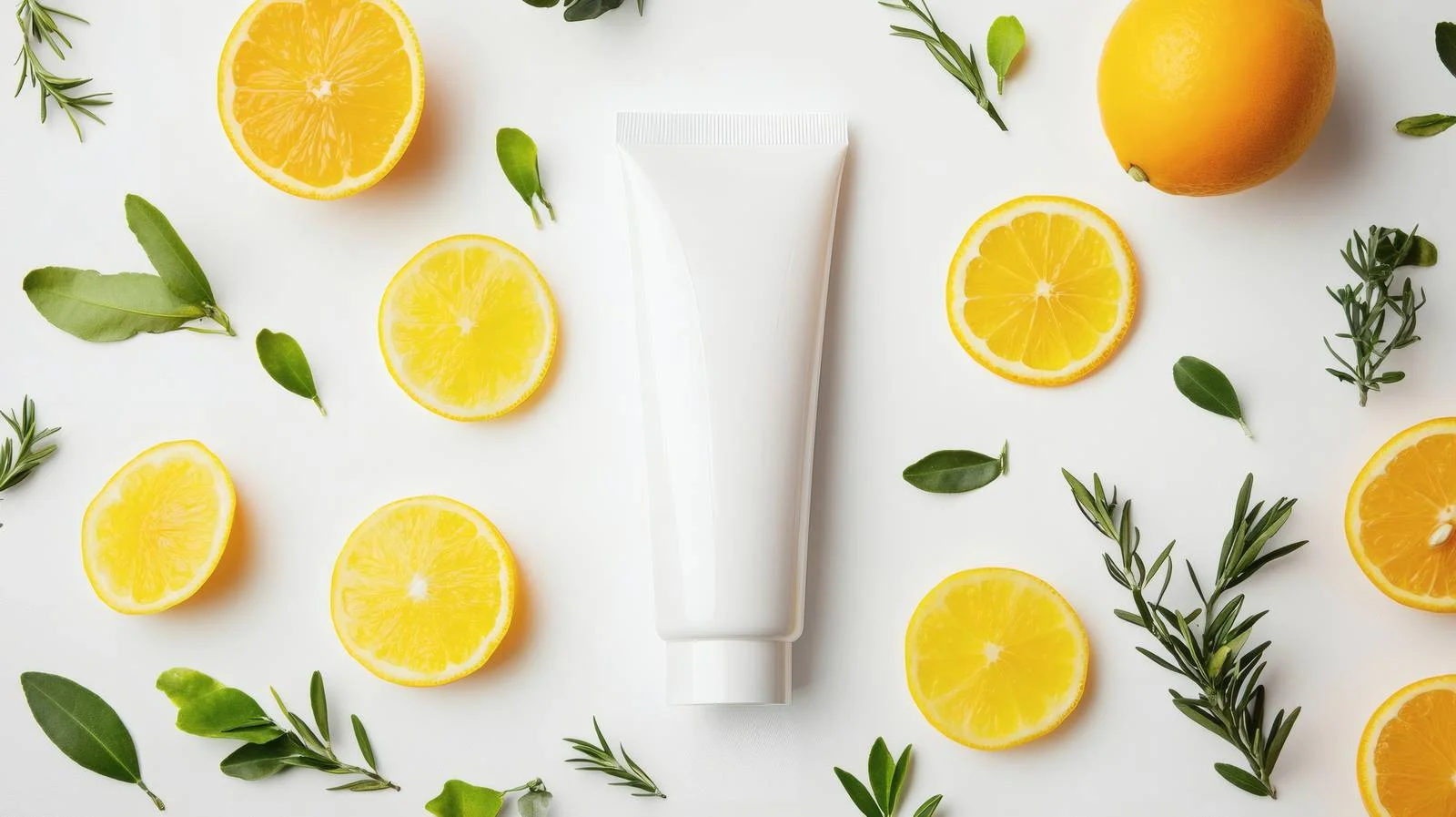Citrus-infused beauty product in white tube — free download from Dotvec