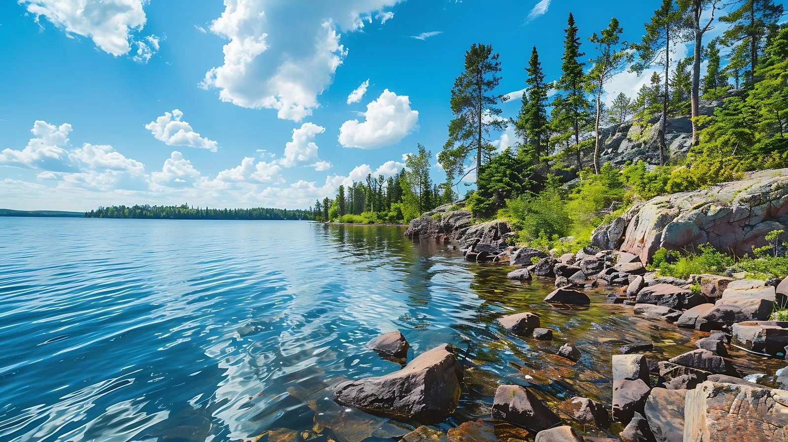 Serene Coastal Shoreline with Pines — free download from Dotvec