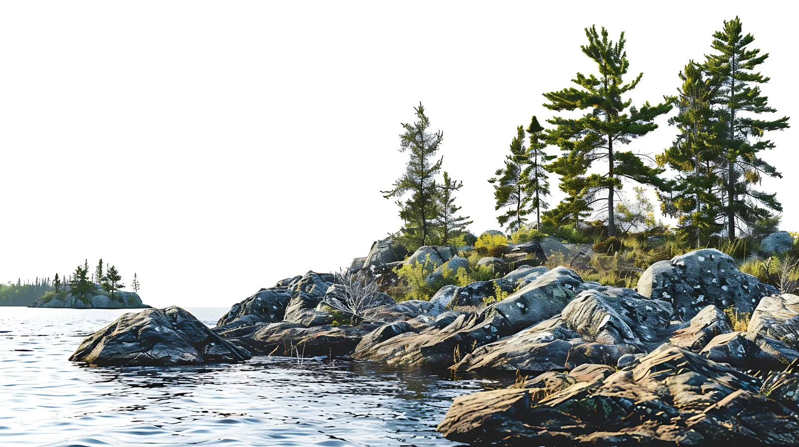 Serene Coastal Landscape with Pine Trees — free download from Dotvec