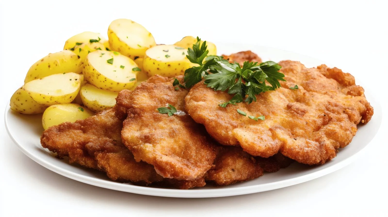 Traditional Wiener Schnitzel with Crispy Potatoes — free download from Dotvec