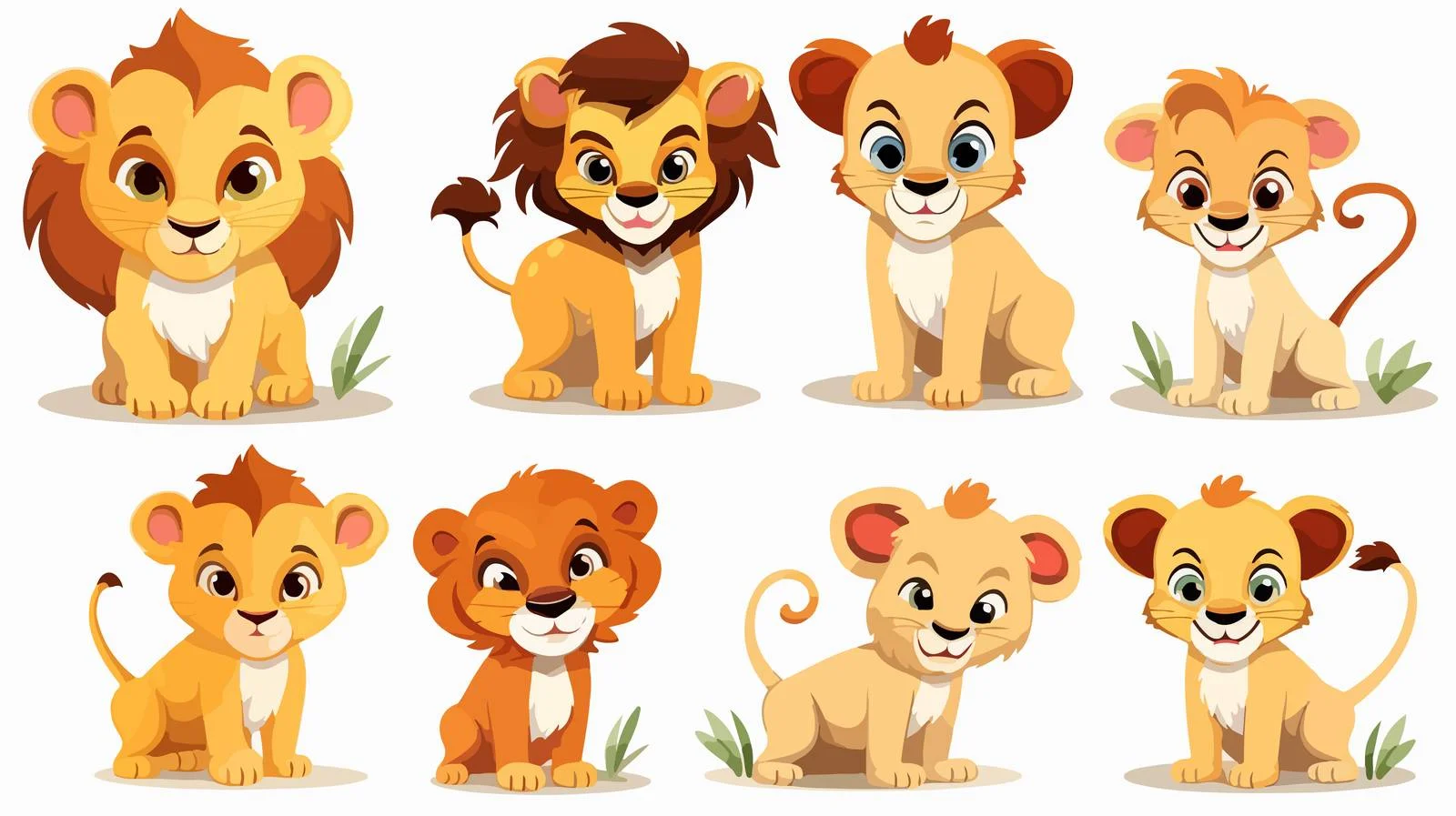 Cute Lion King Cartoon Vector Elements — free download from Dotvec