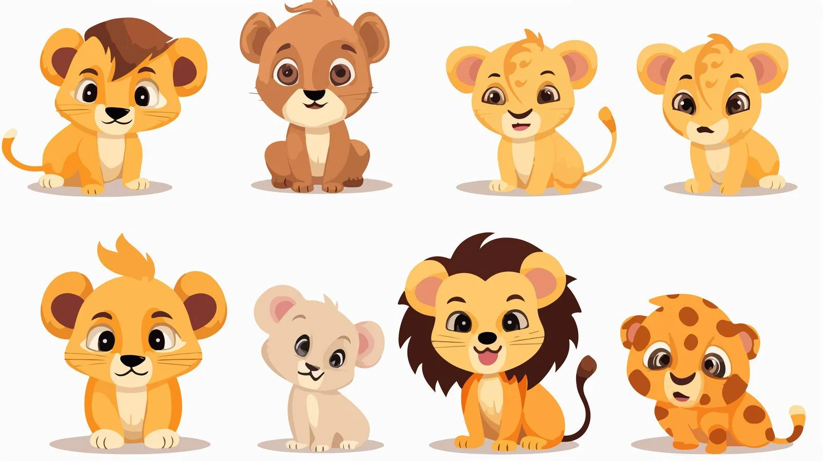 Cute Lion King Cartoon Vector Elements — free download from Dotvec