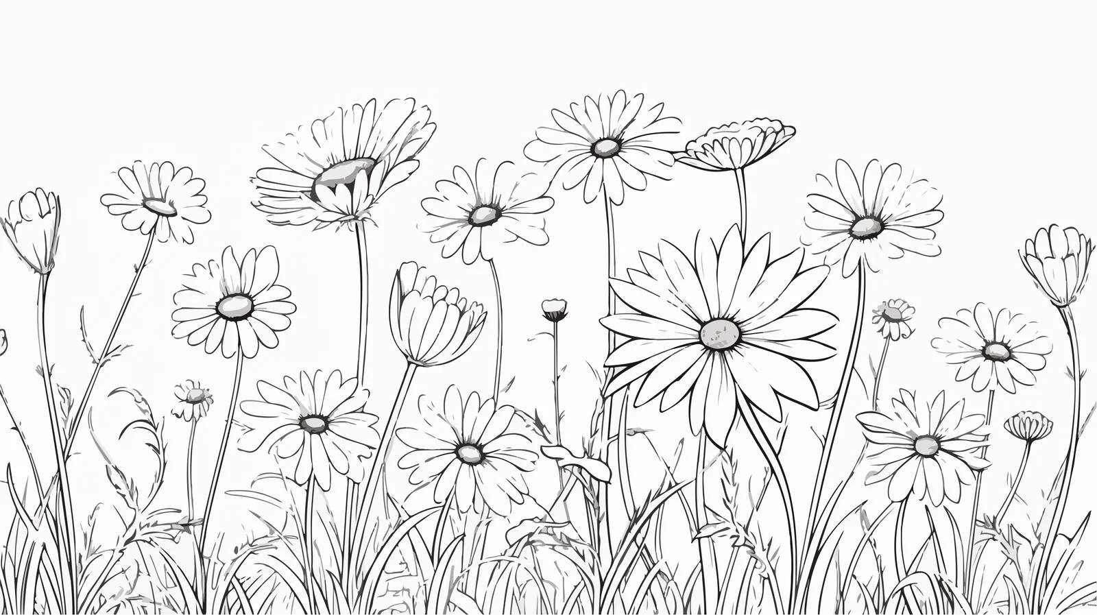 Hand-Drawn Daisies Doodle Sketch — free download from Dotvec