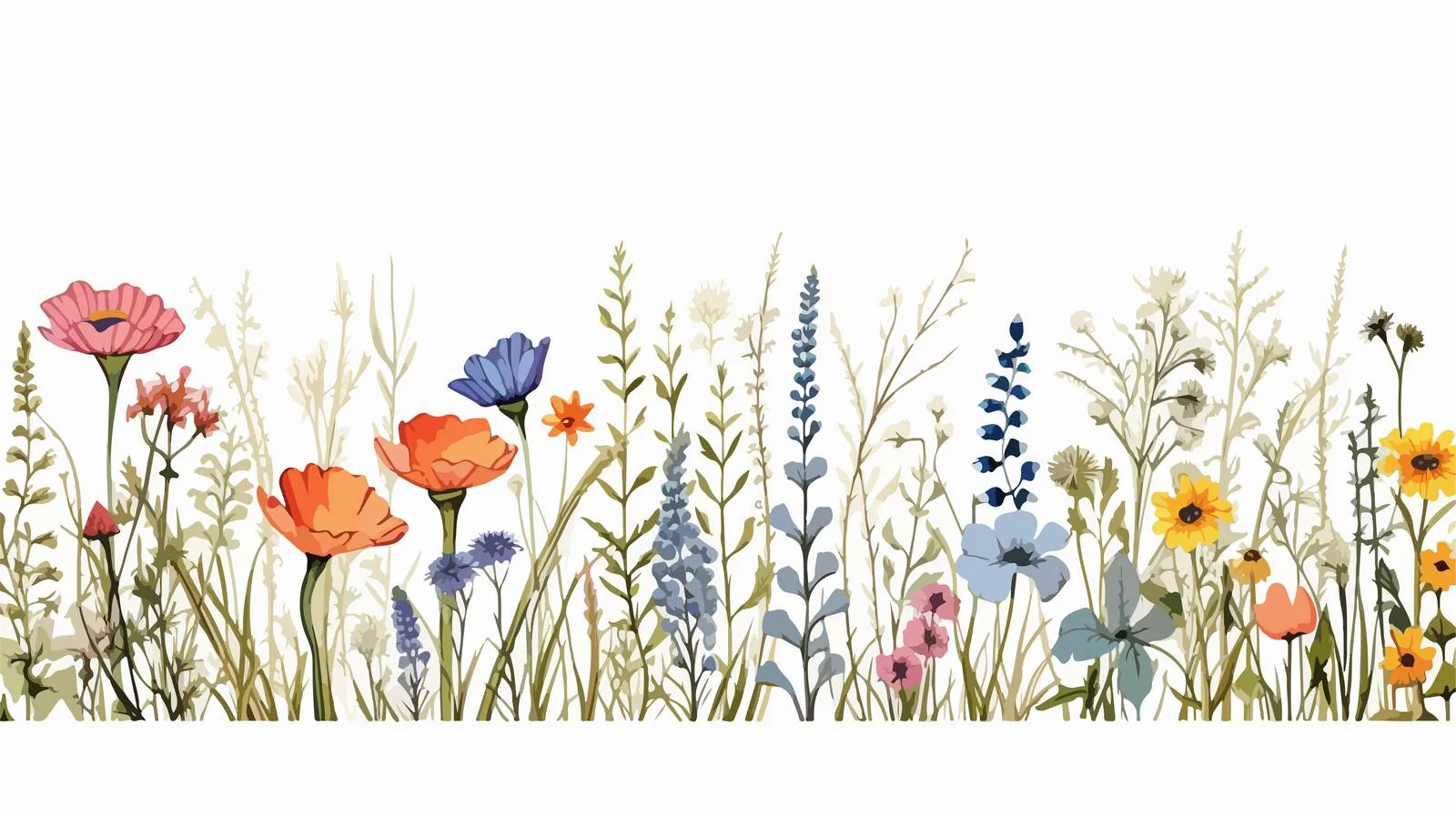 Hand-drawn Wildflower Field Border Sketch — free download from Dotvec
