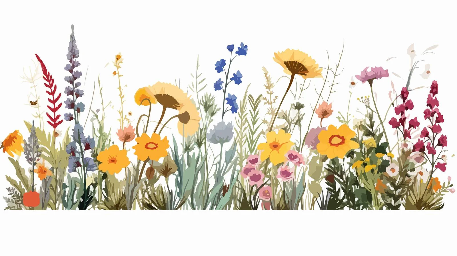 Field Wildflowers Border Sketch — free download from Dotvec