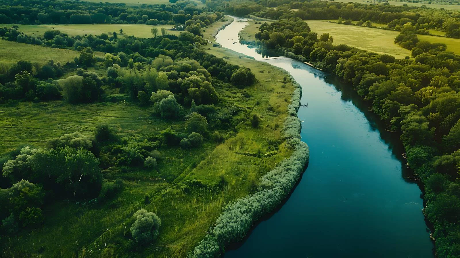 Aerial View of Solitary River Scene — free download from Dotvec