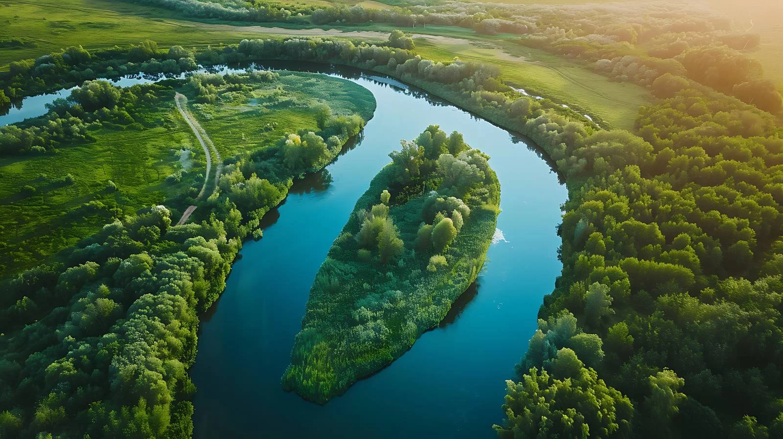 Aerial view of serene river landscape — free download from Dotvec