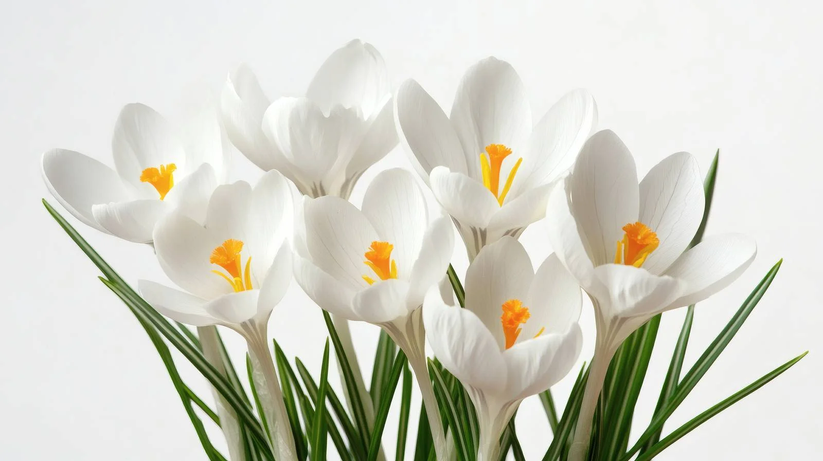 Elegant White Crocus Blossoms on White Background — free download from Dotvec