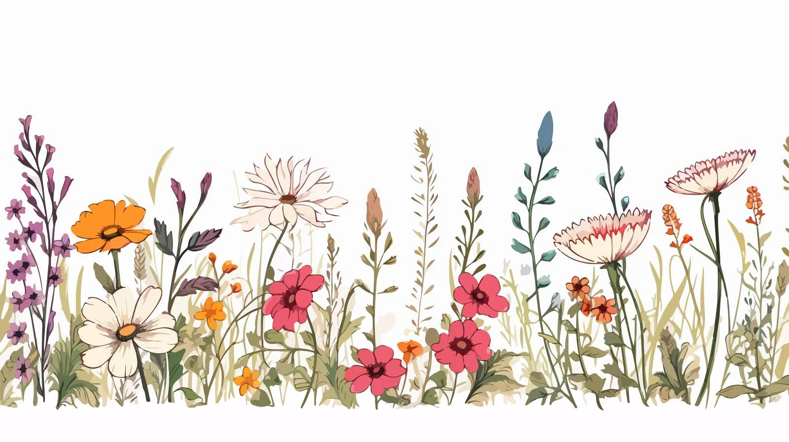 Hand-Drawn Wildflower Border Sketch — free download from Dotvec