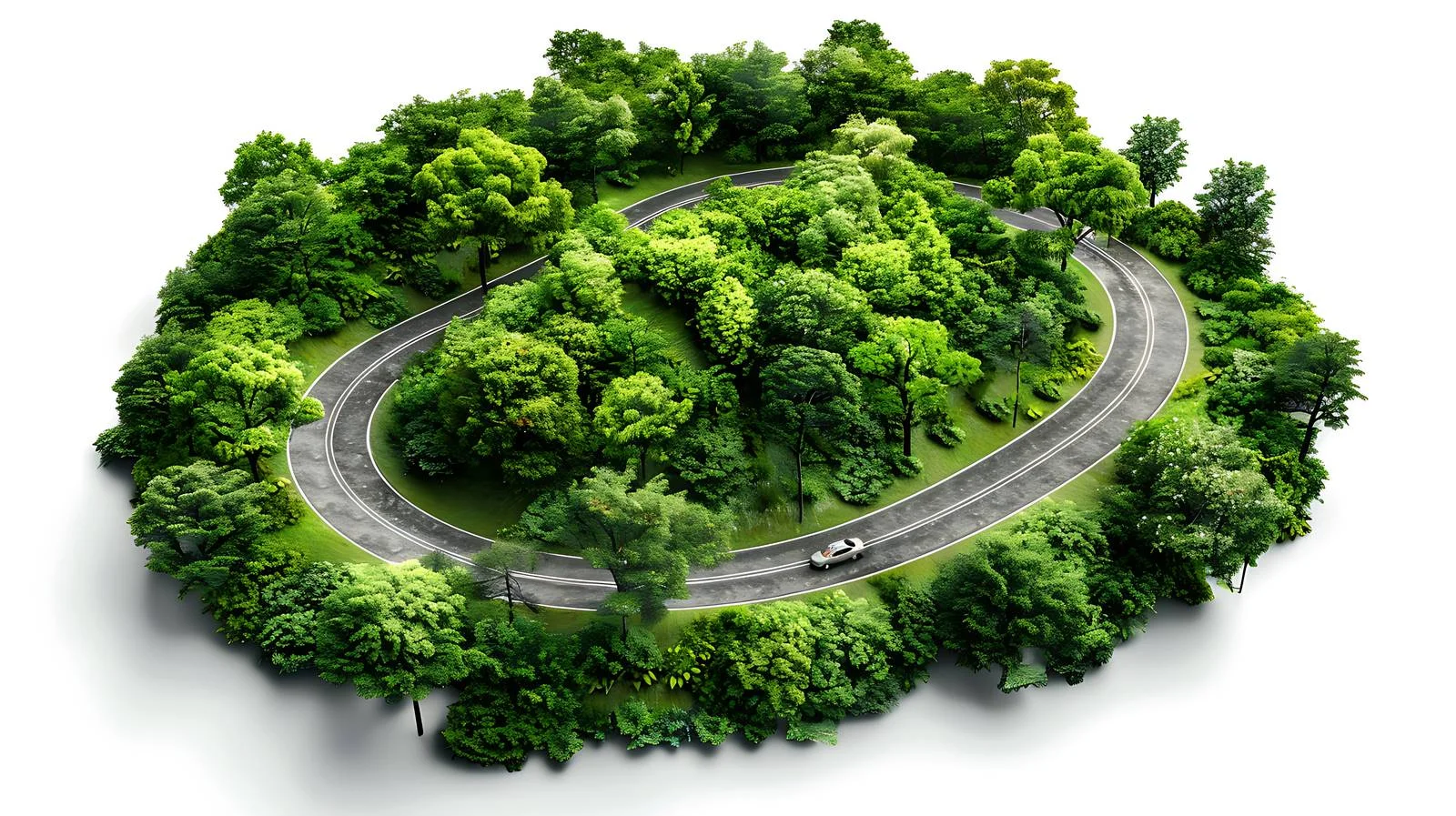 Serene Aerial View of Green Forest Road — free download from Dotvec