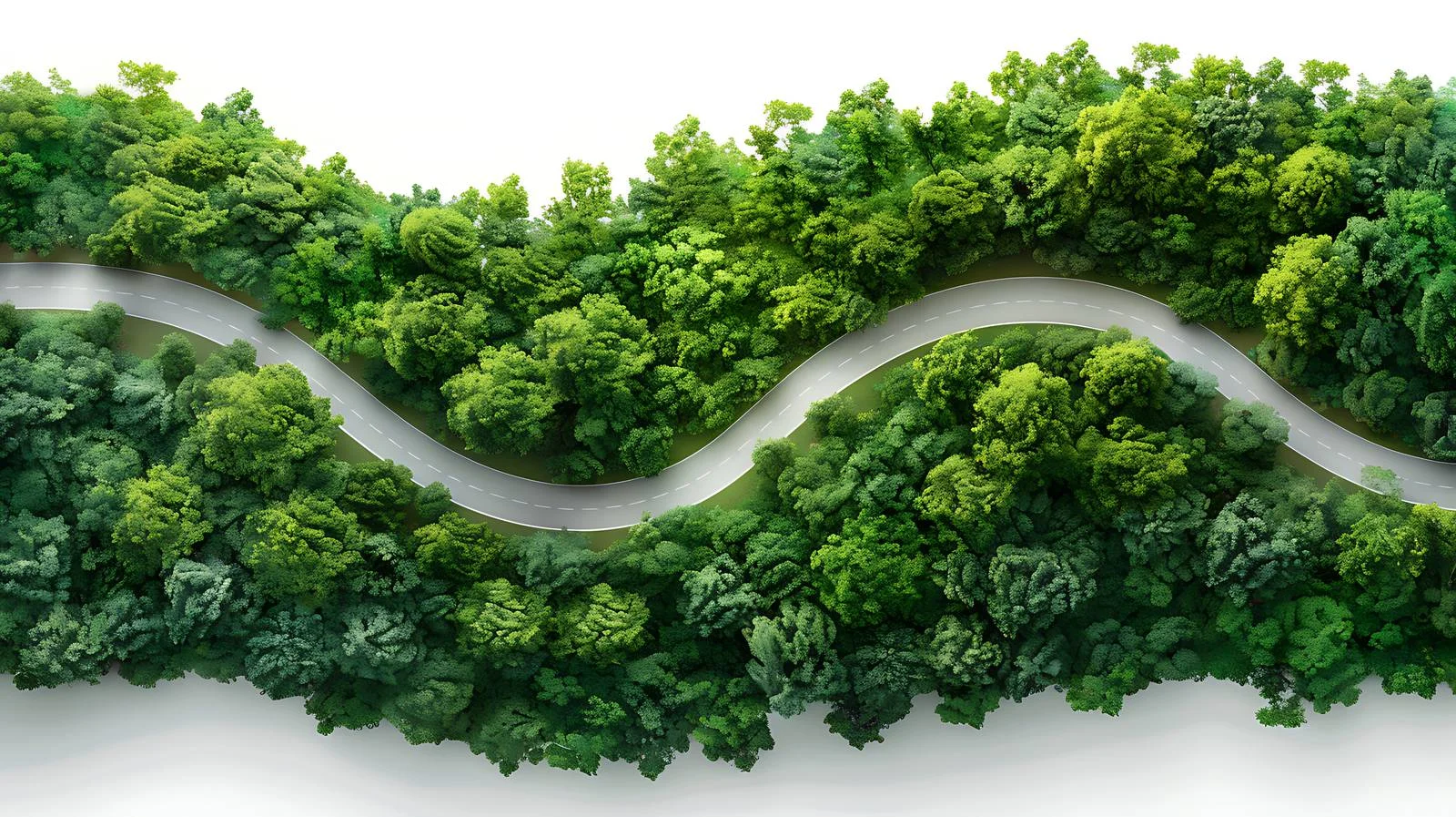 Serpentine path through lush woodland - aerial perspective – free serpent image from Dotvec