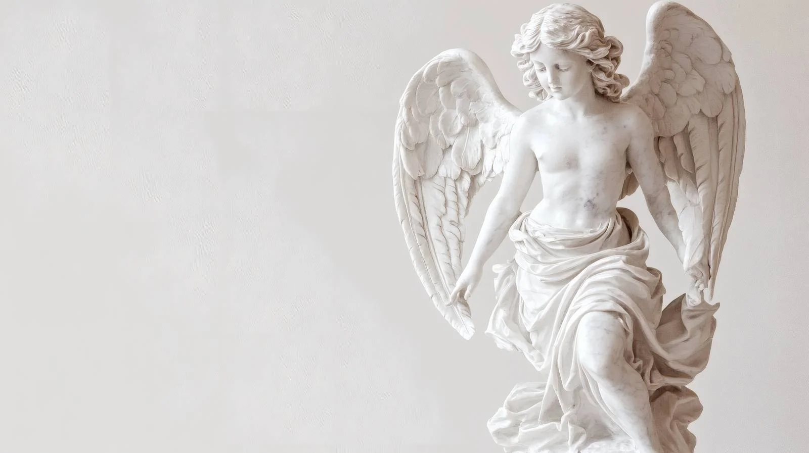 Serene Marble Angel Statue on White Background — free download from Dotvec