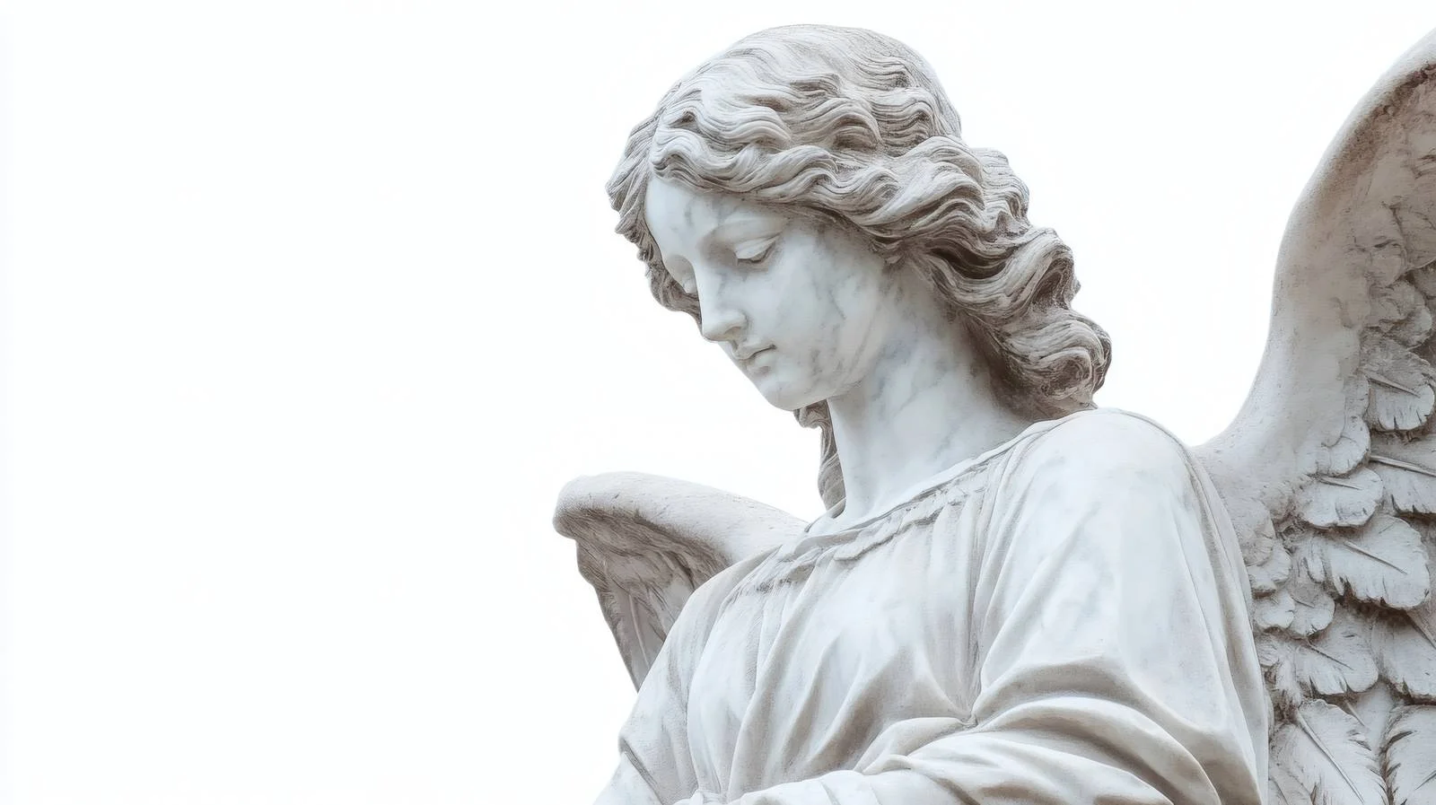 Glowing Marble Angel Statue on White — free download from Dotvec