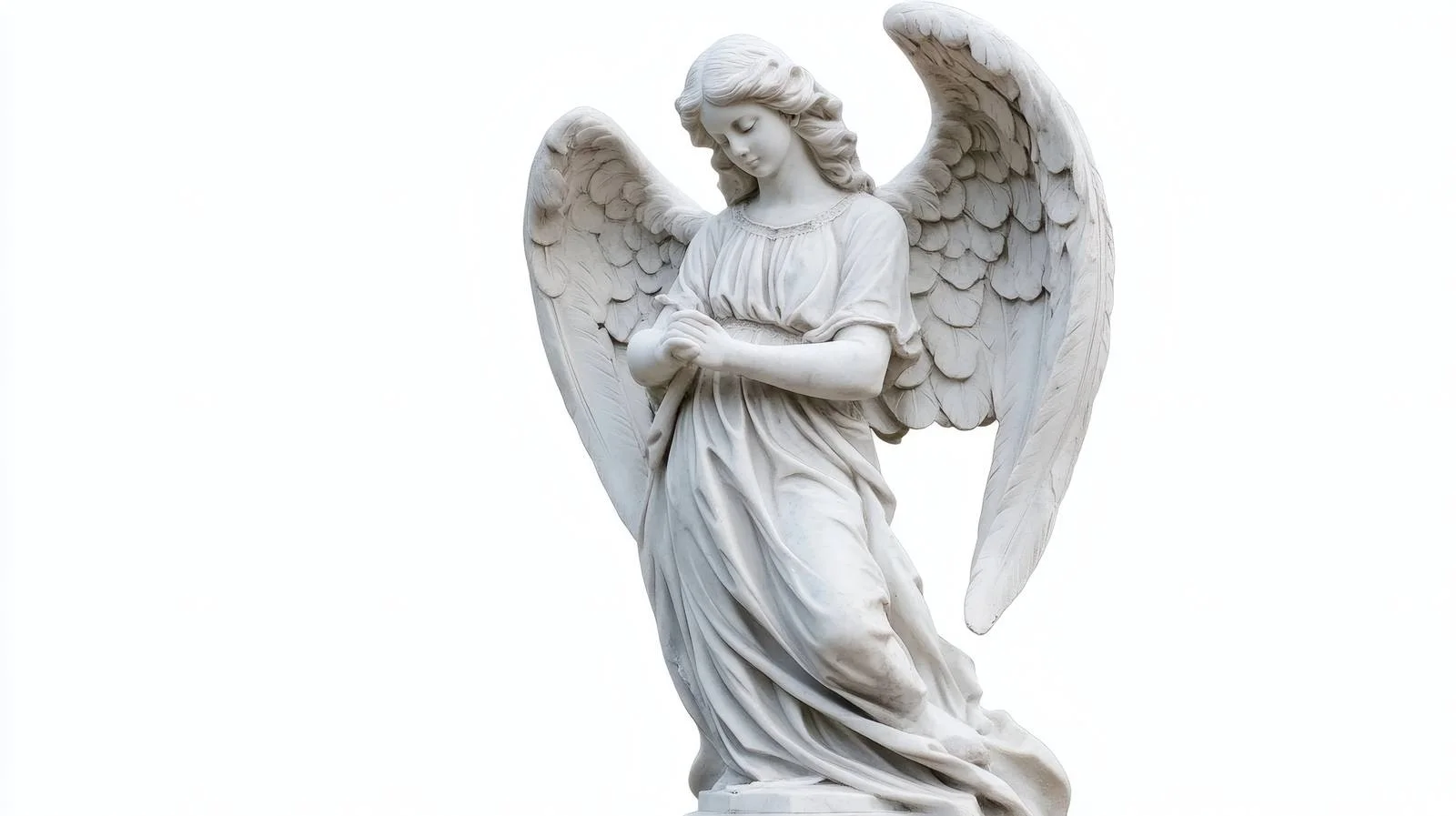 Elegant Marble Angel Statue on White — free download from Dotvec