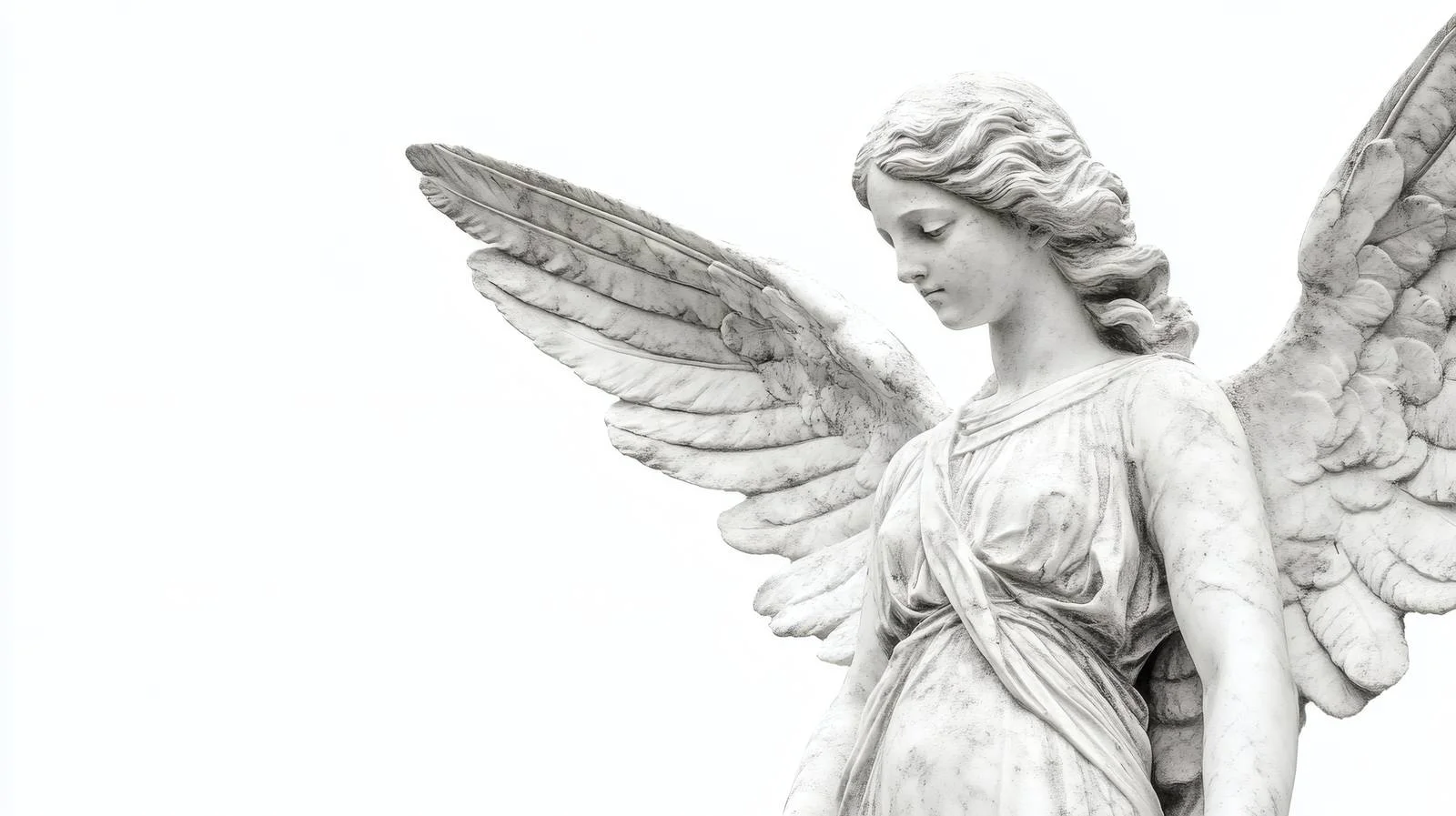 Serene Winged Angel Sculpture on White — free download from Dotvec